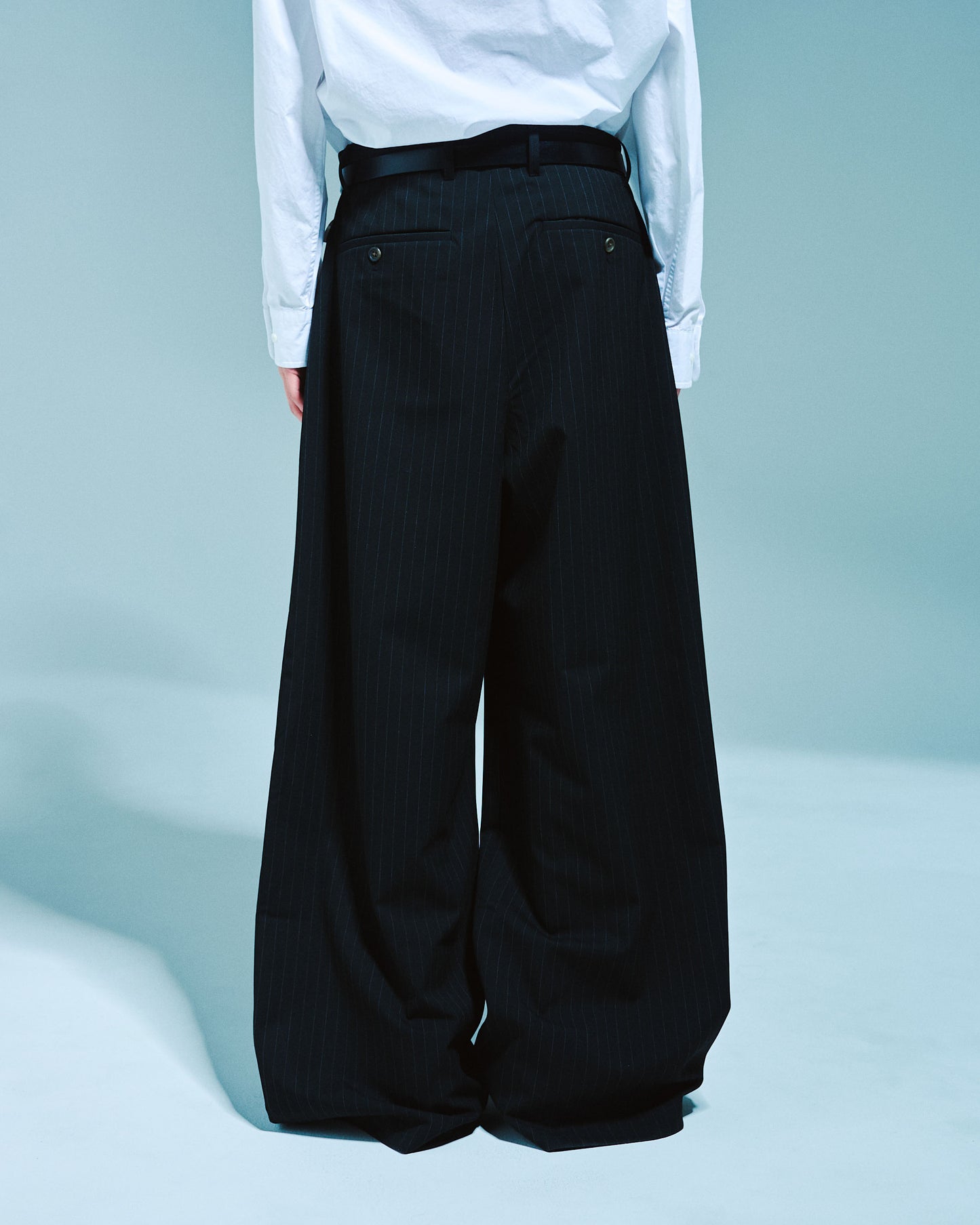 1TUCK WIDE BAGGY STRIPE SLACKS