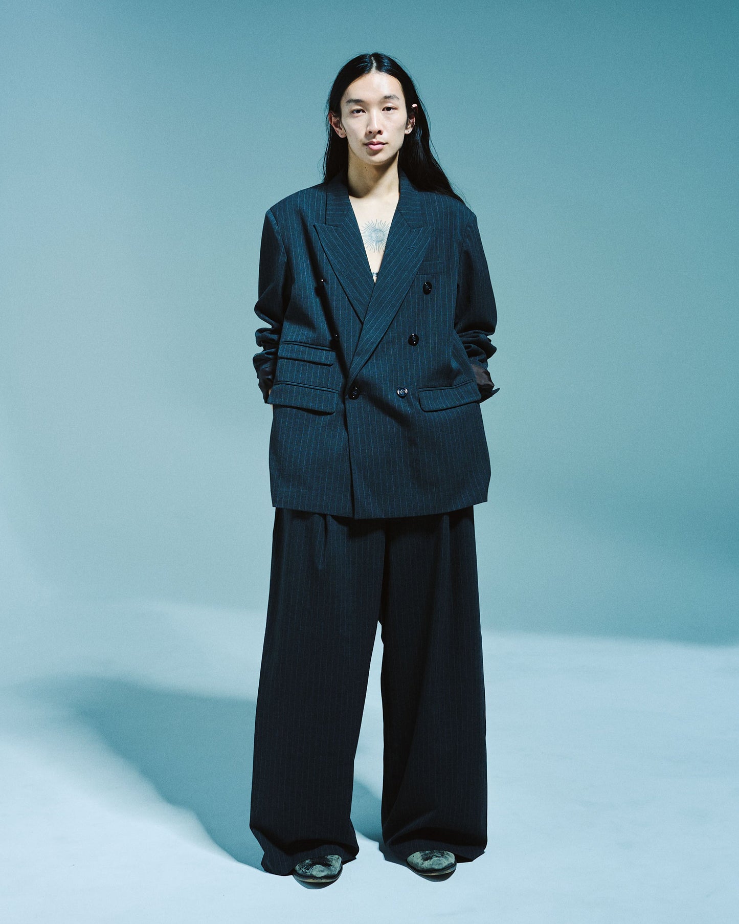 DOUBLE BREASTED STRIPE TAILORED JACKET