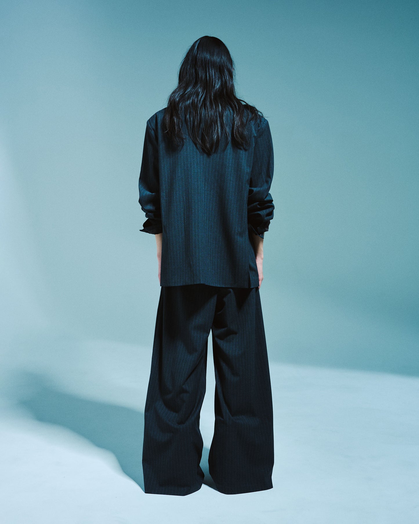 1TUCK WIDE BAGGY STRIPE SLACKS