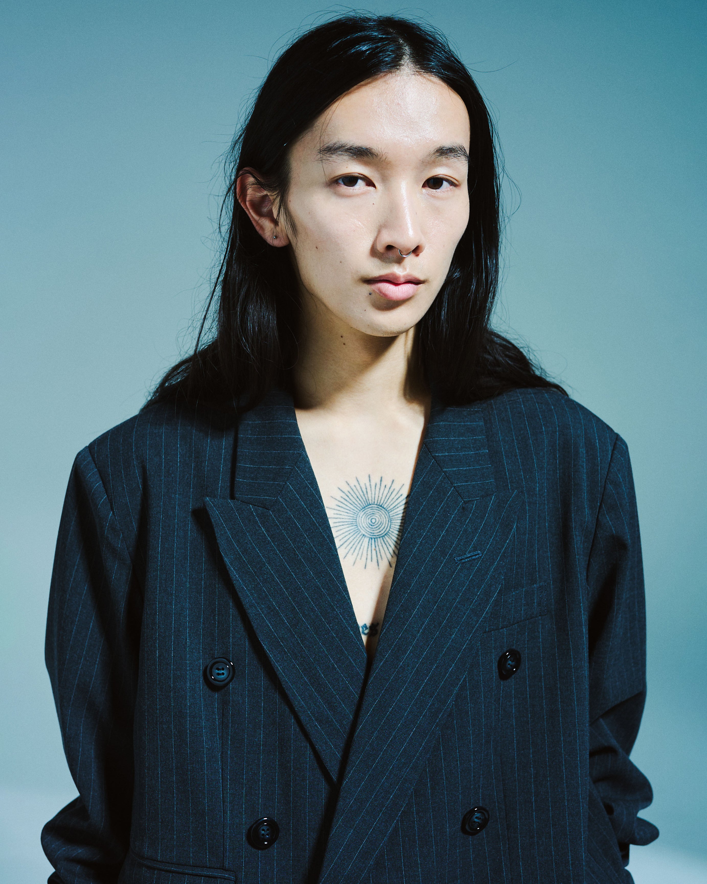 DOUBLE BREASTED STRIPE TAILORED JACKET – CAMPHOR WOOD - OFFICIAL