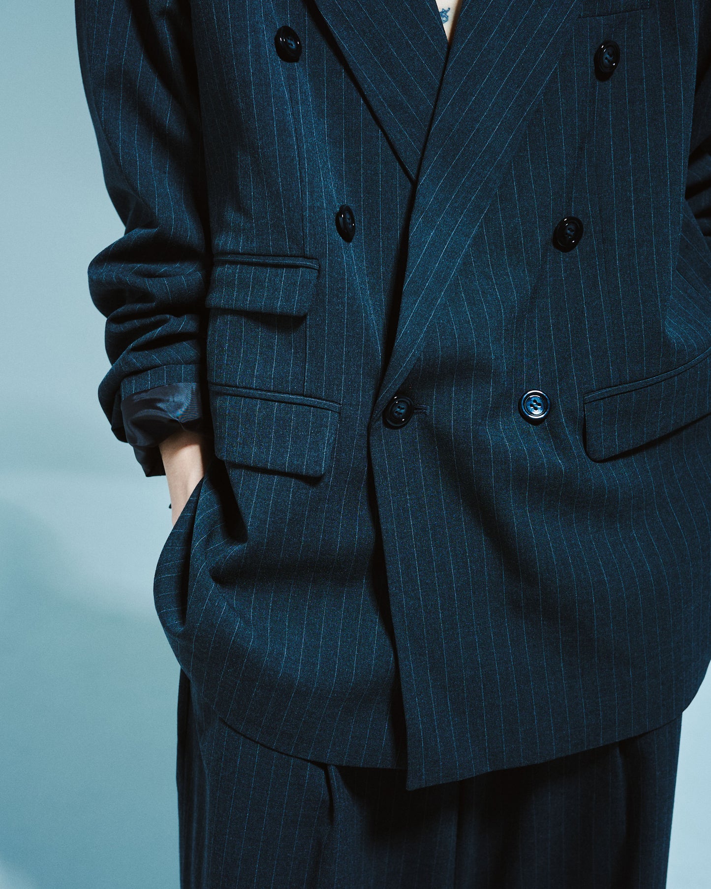 DOUBLE BREASTED STRIPE TAILORED JACKET