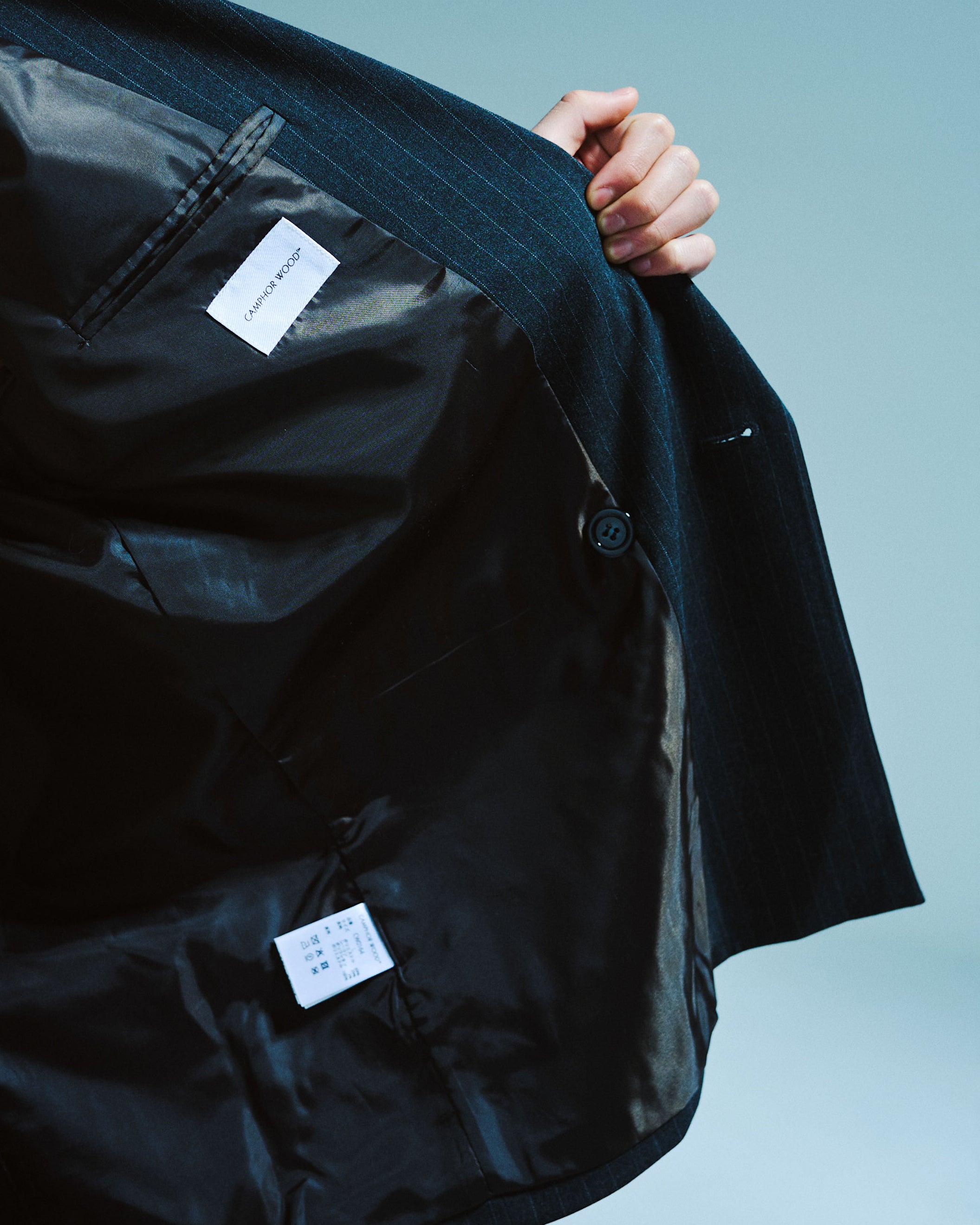 DOUBLE BREASTED STRIPE TAILORED JACKET – CAMPHOR WOOD - OFFICIAL