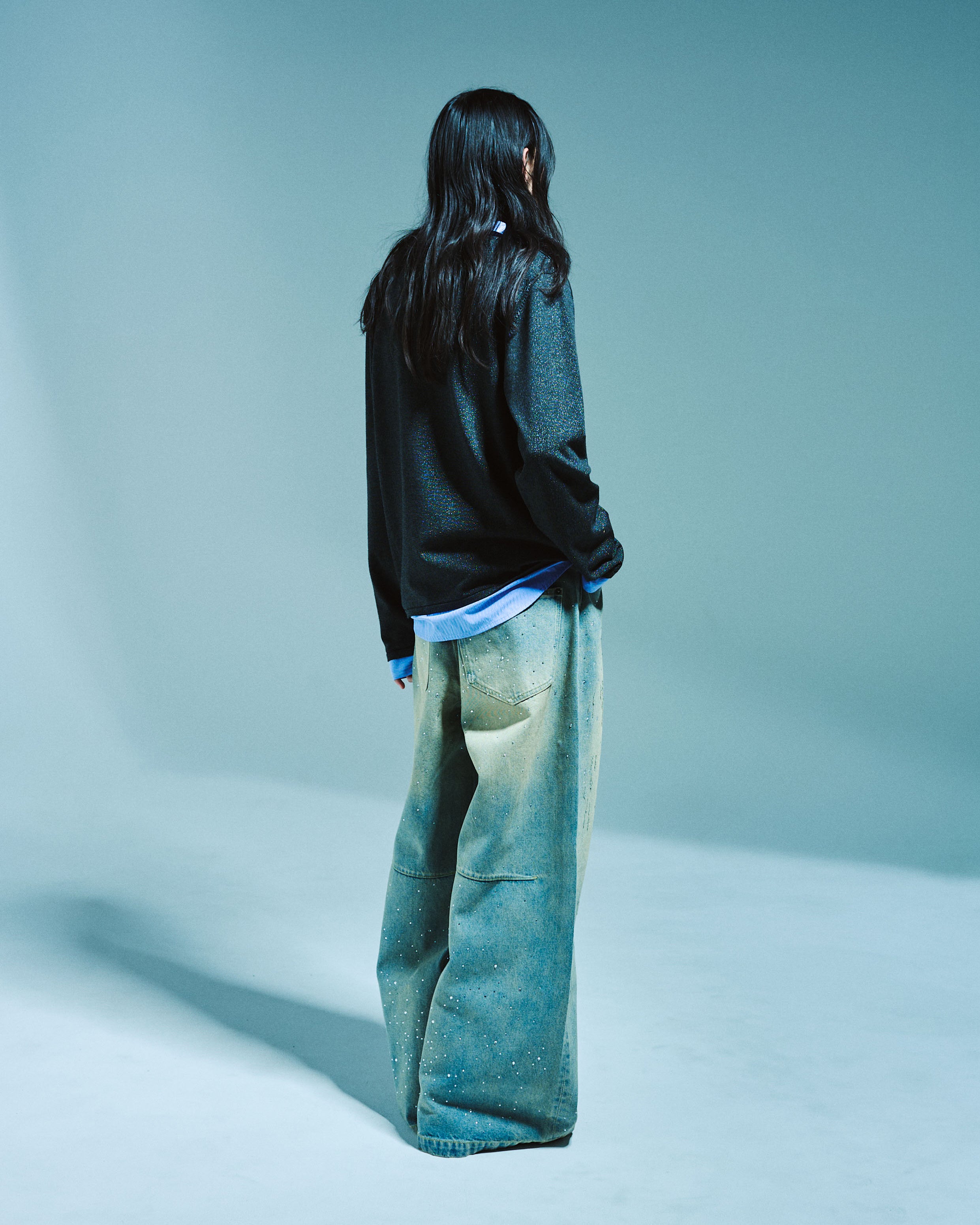 WIDE BAGGY RHINESTONE DENIM – CAMPHOR WOOD - OFFICIAL ONLINE STORE