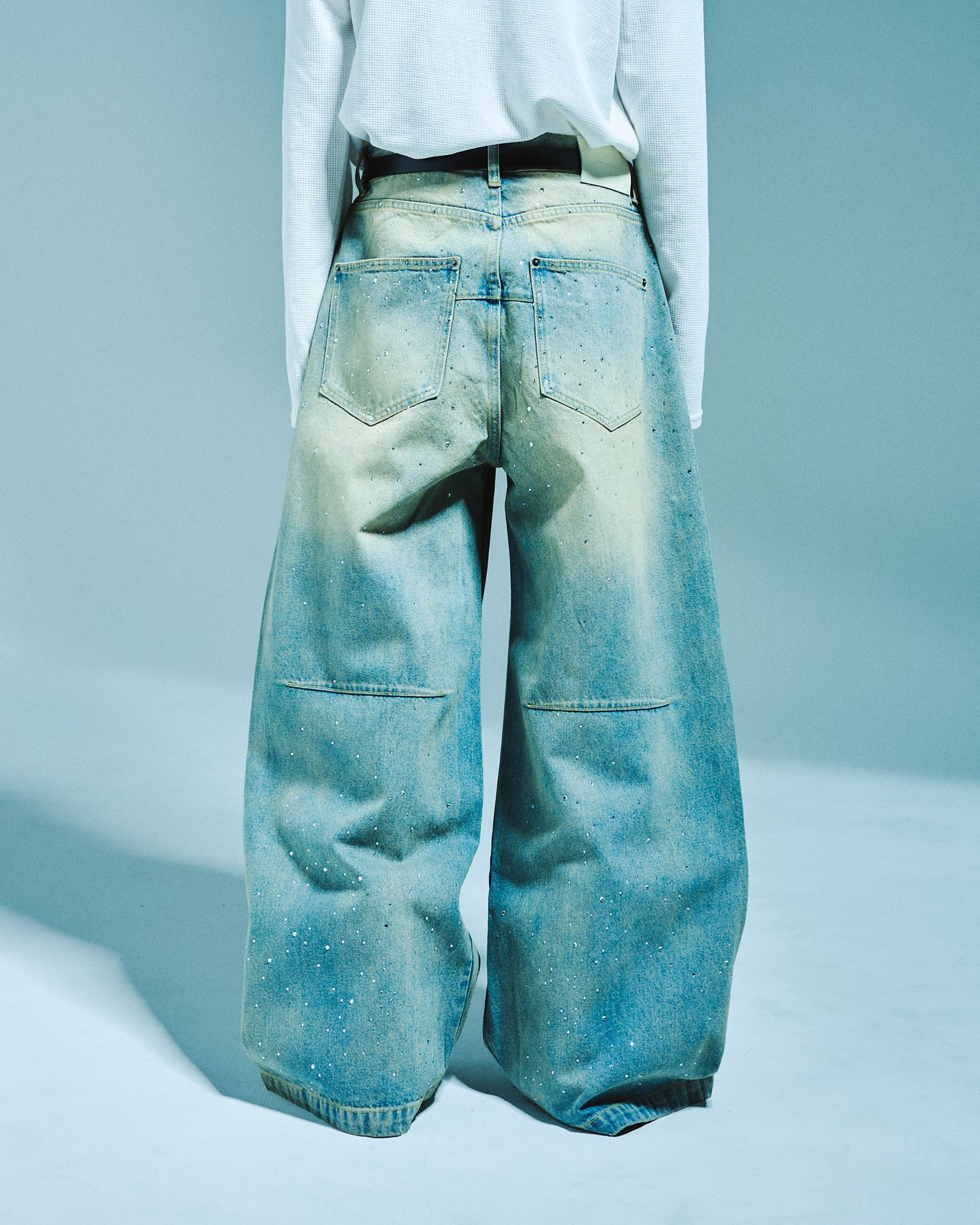 WIDE BAGGY RHINESTONE DENIM