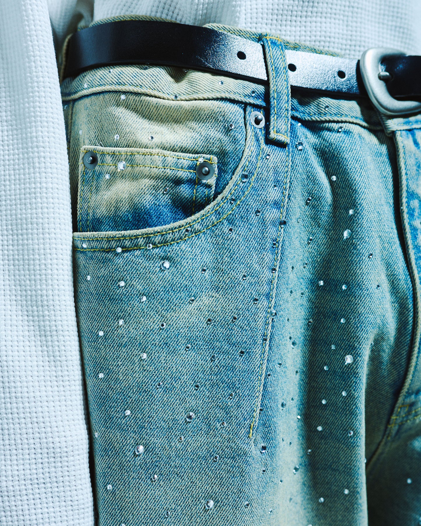 WIDE BAGGY RHINESTONE DENIM