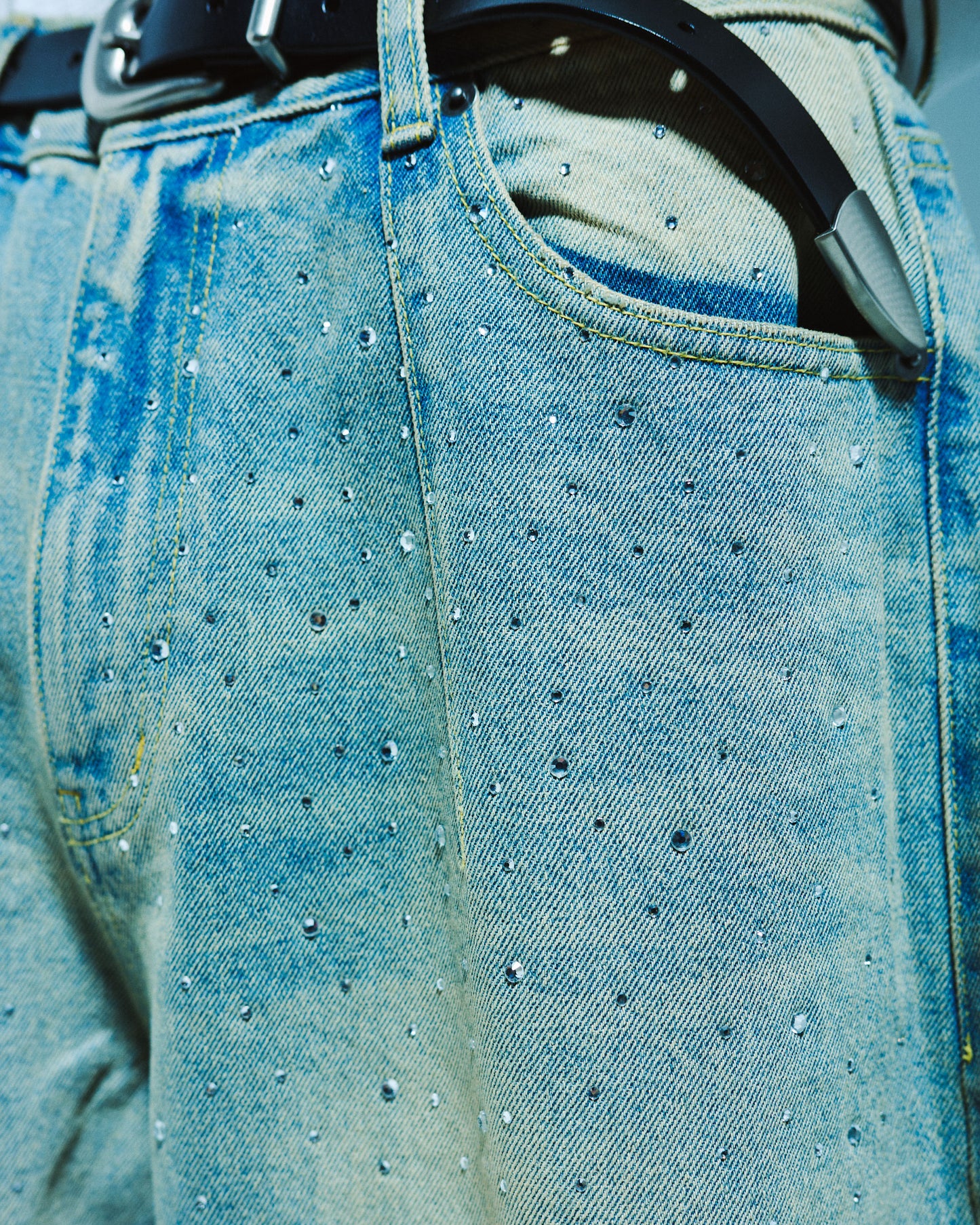 WIDE BAGGY RHINESTONE DENIM