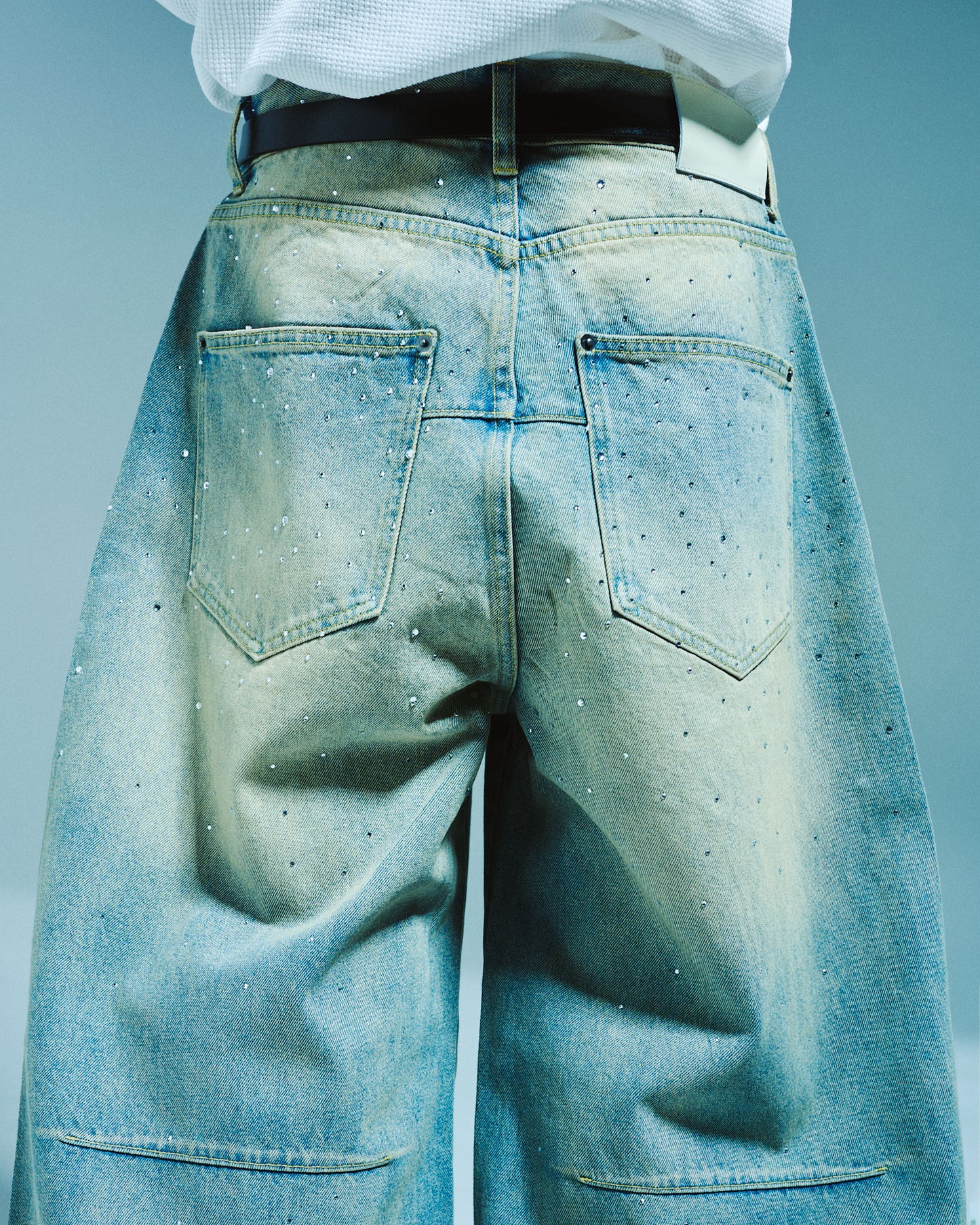 WIDE BAGGY RHINESTONE DENIM