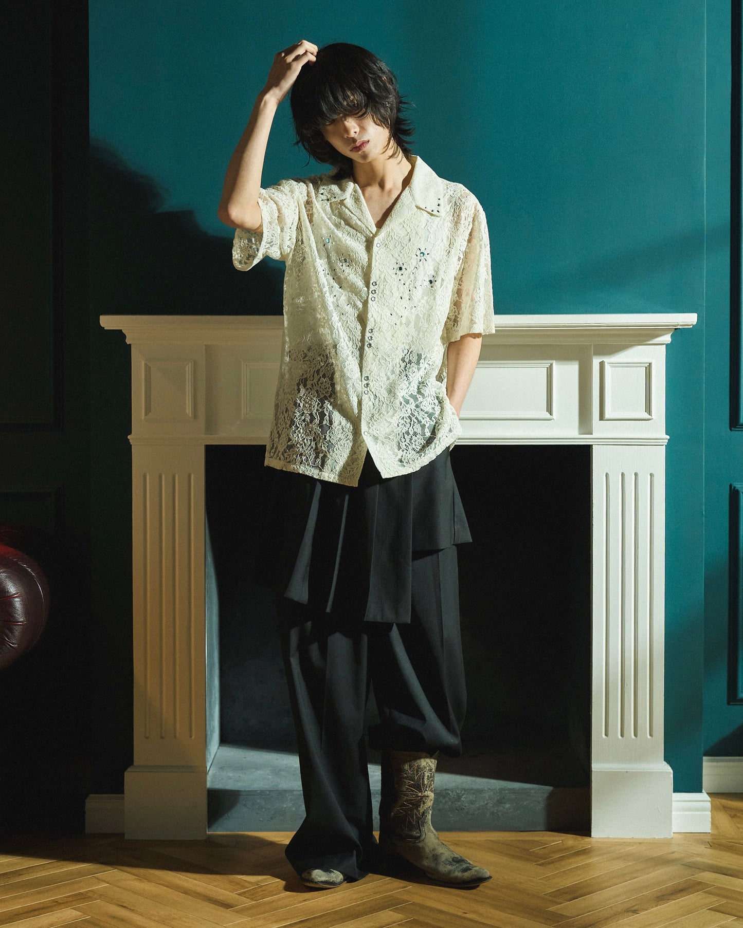 FLOWER BIJOU SHEER H/S SHIRTS
