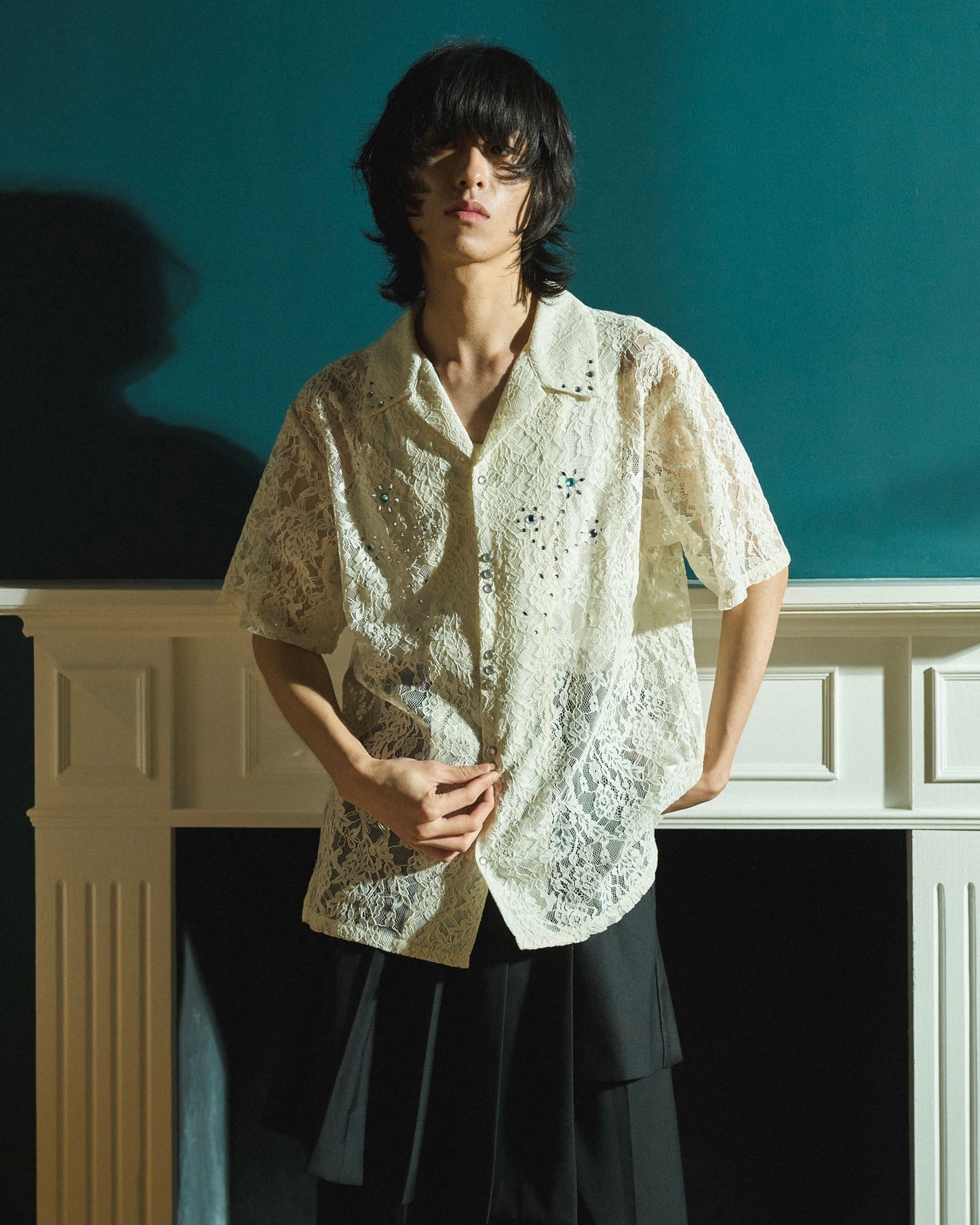FLOWER BIJOU SHEER H/S SHIRTS
