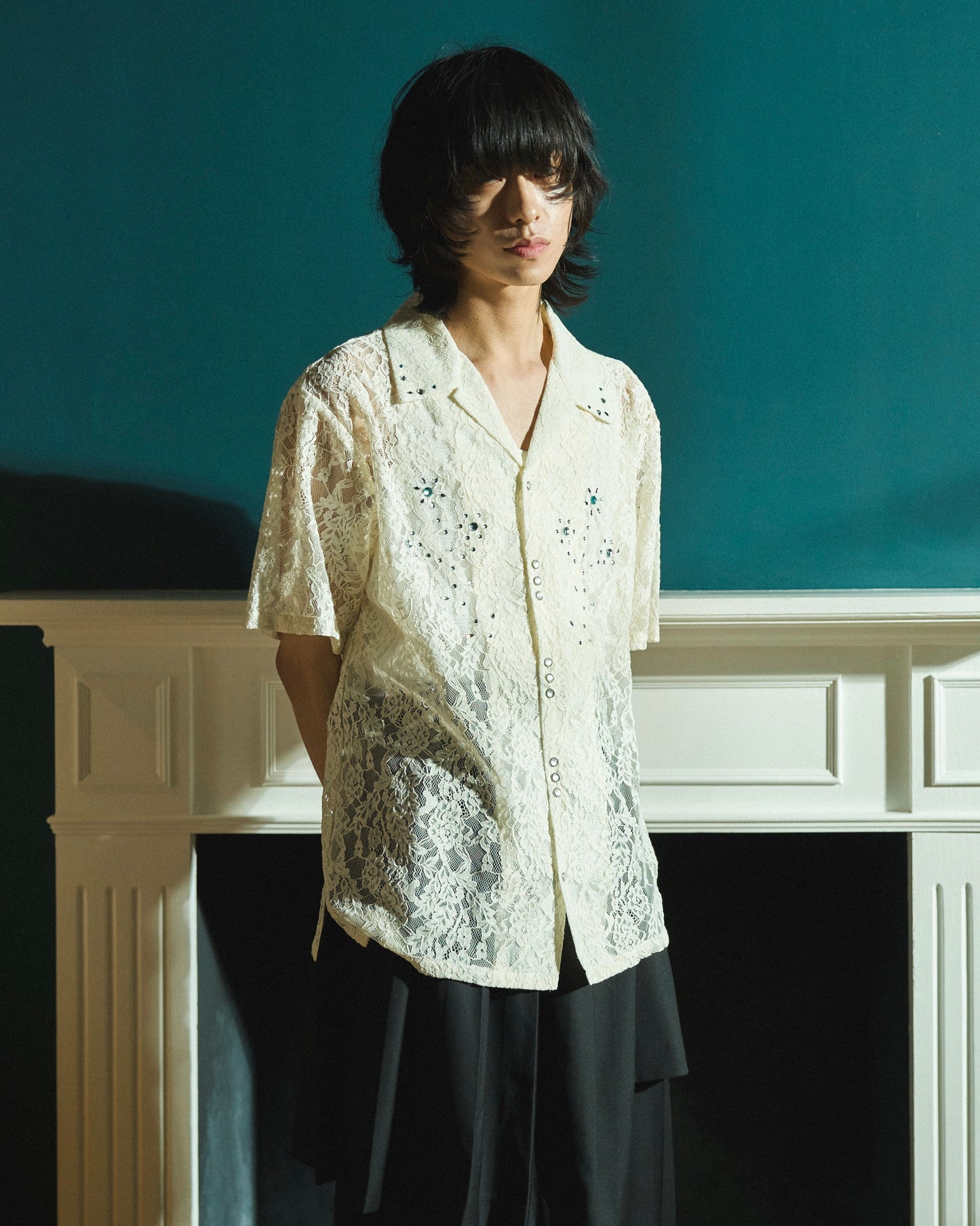 FLOWER BIJOU SHEER H/S SHIRTS