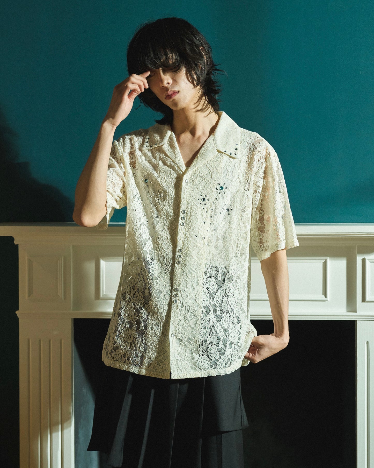 FLOWER BIJOU SHEER H/S SHIRTS