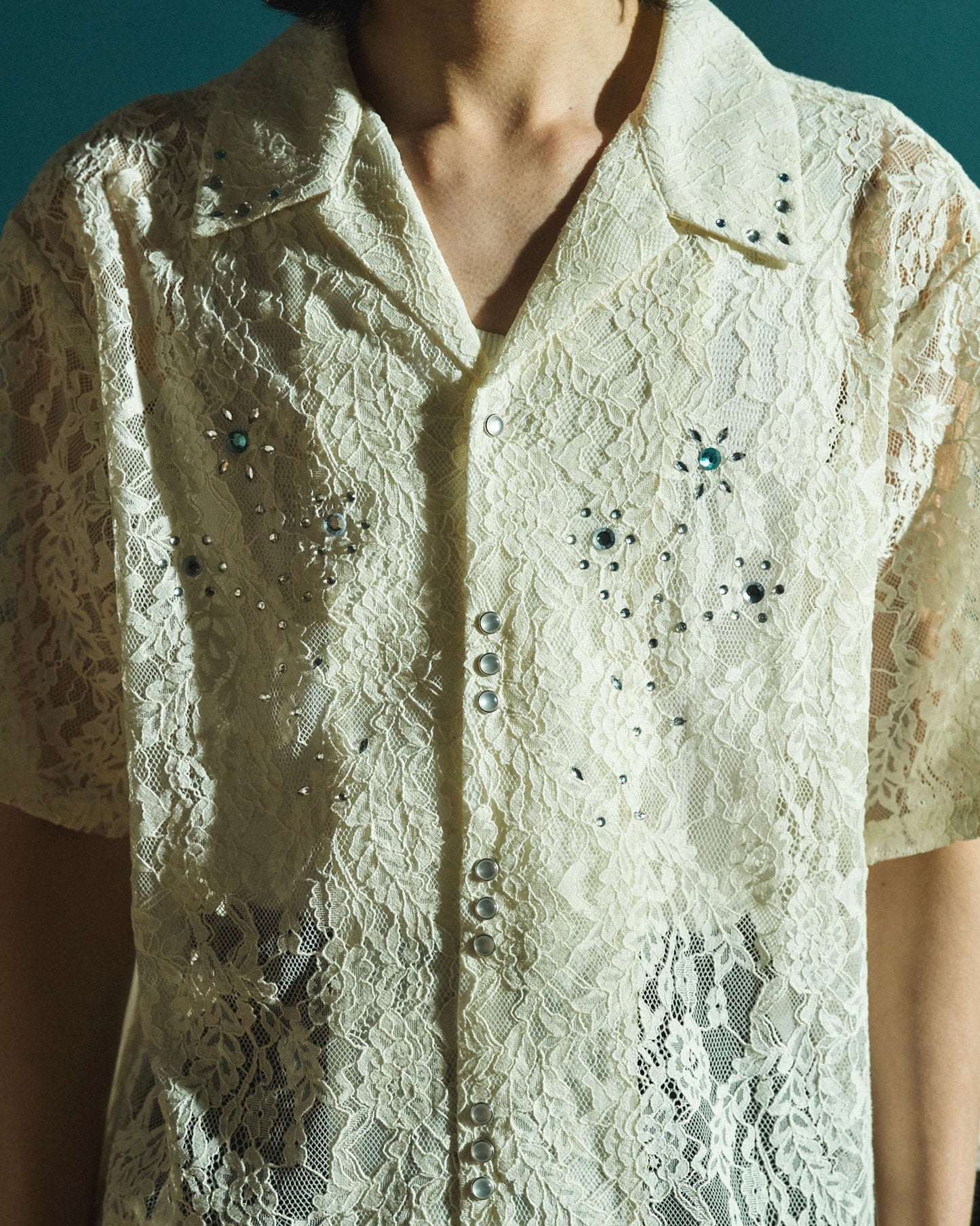FLOWER BIJOU SHEER H/S SHIRTS