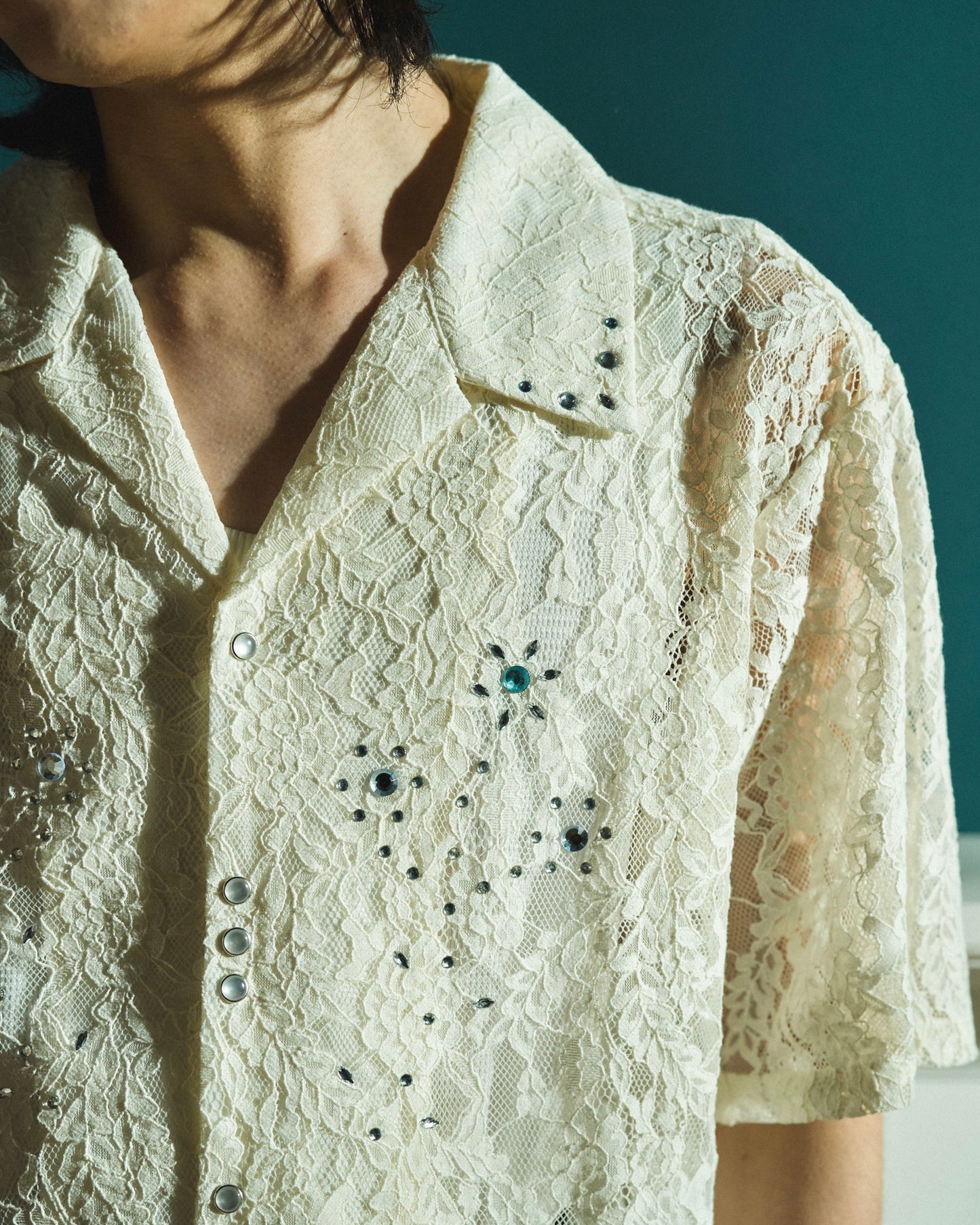 FLOWER BIJOU SHEER H/S SHIRTS