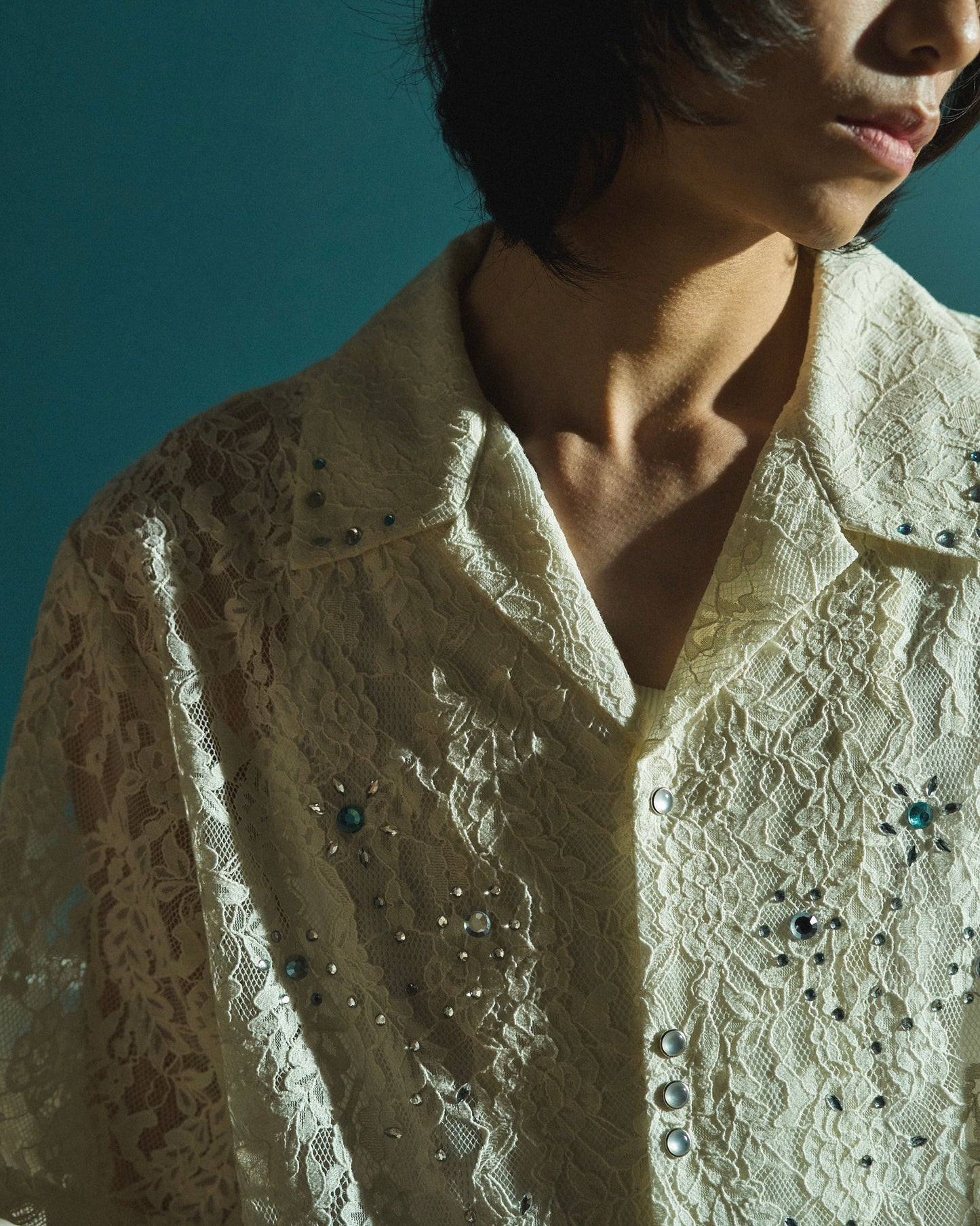 FLOWER BIJOU SHEER H/S SHIRTS