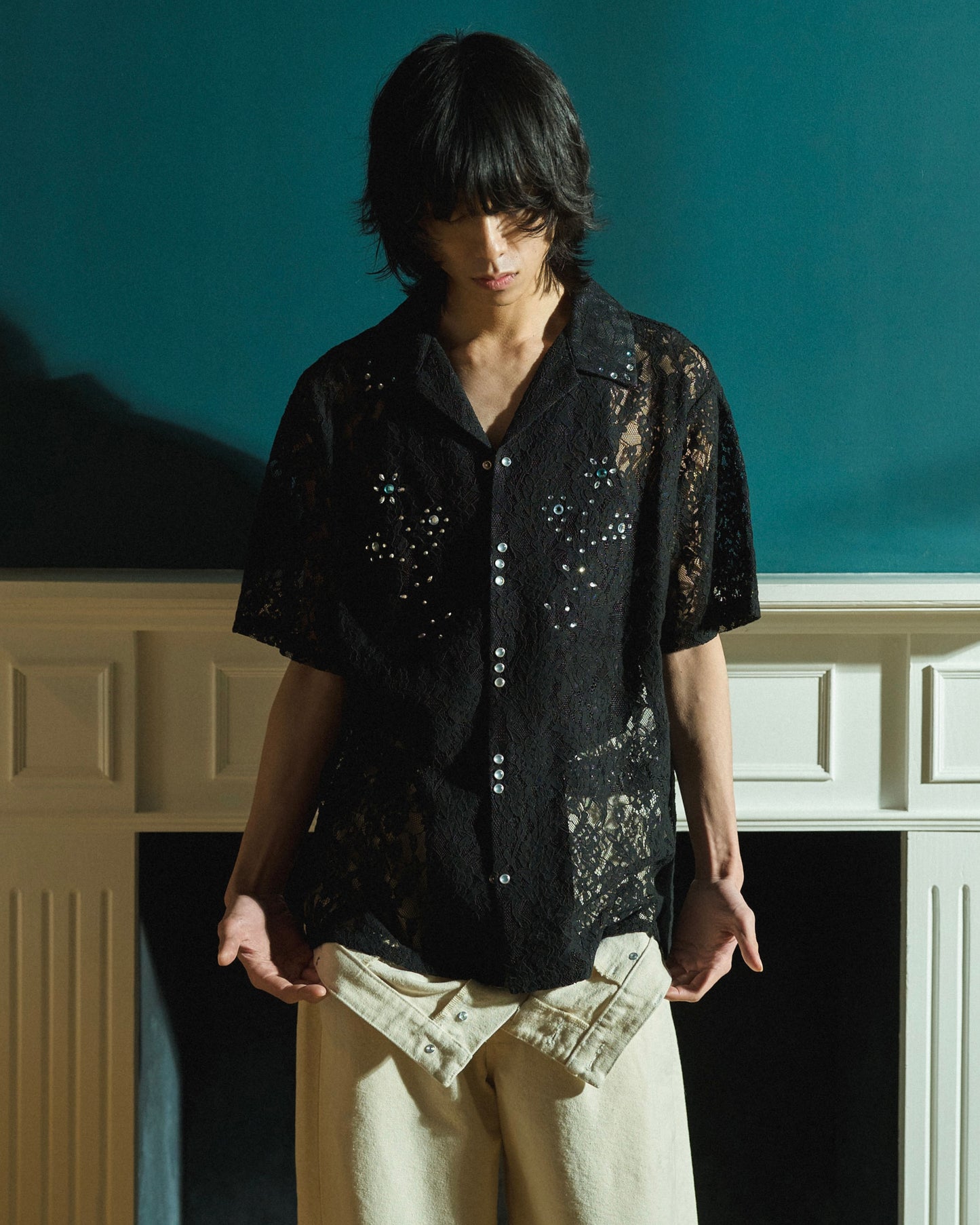 FLOWER BIJOU SHEER H/S SHIRTS