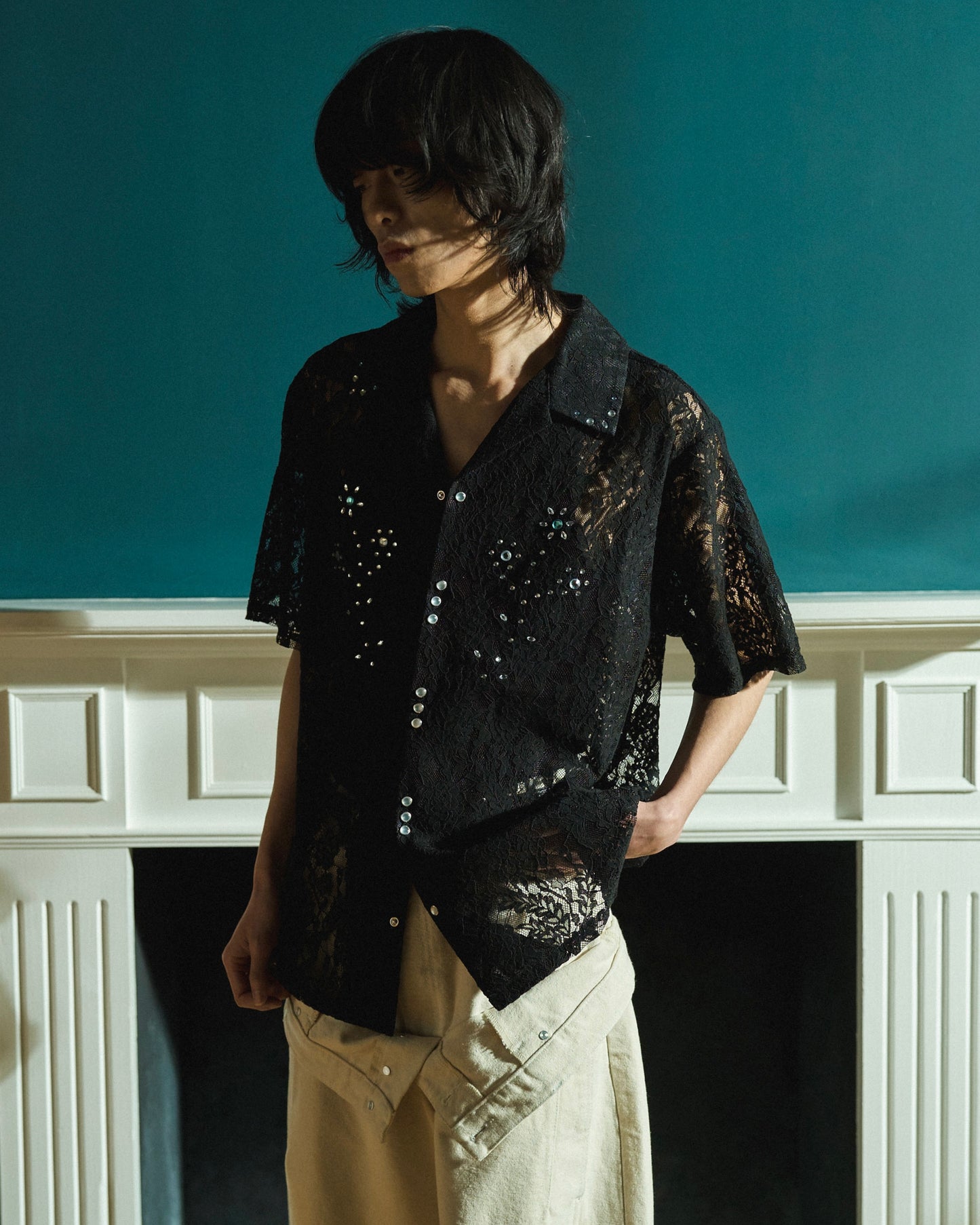 FLOWER BIJOU SHEER H/S SHIRTS