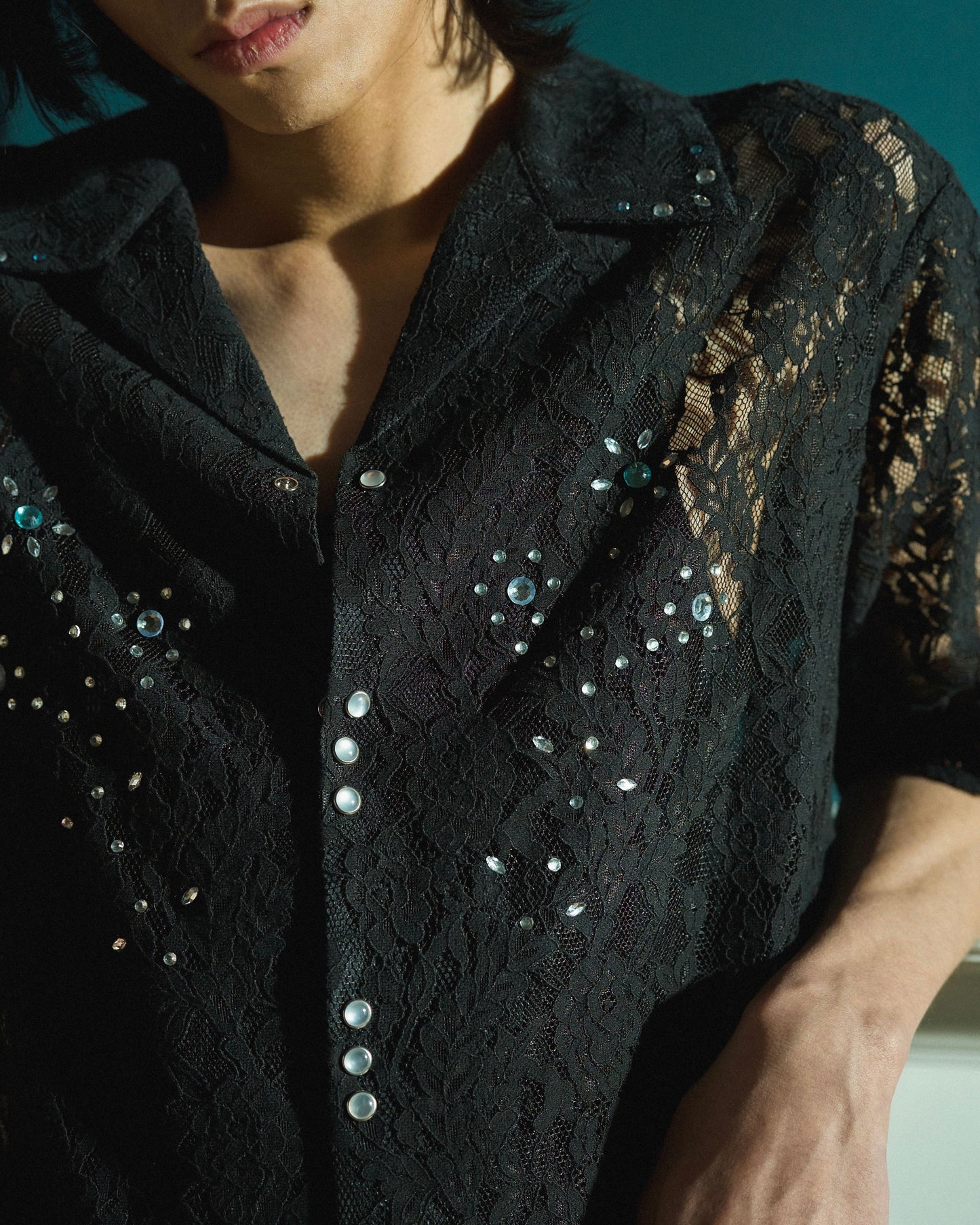 FLOWER BIJOU SHEER H/S SHIRTS