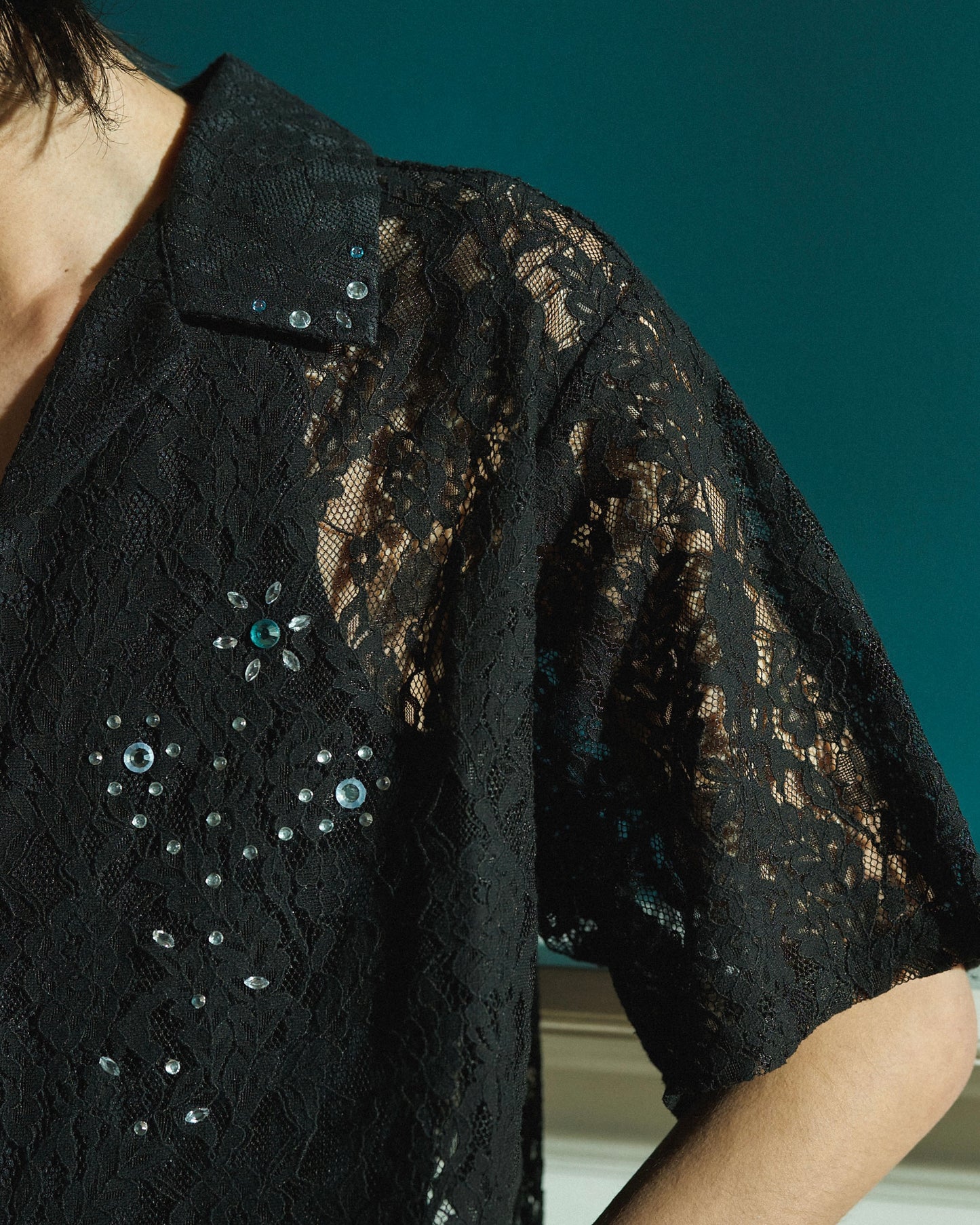 FLOWER BIJOU SHEER H/S SHIRTS