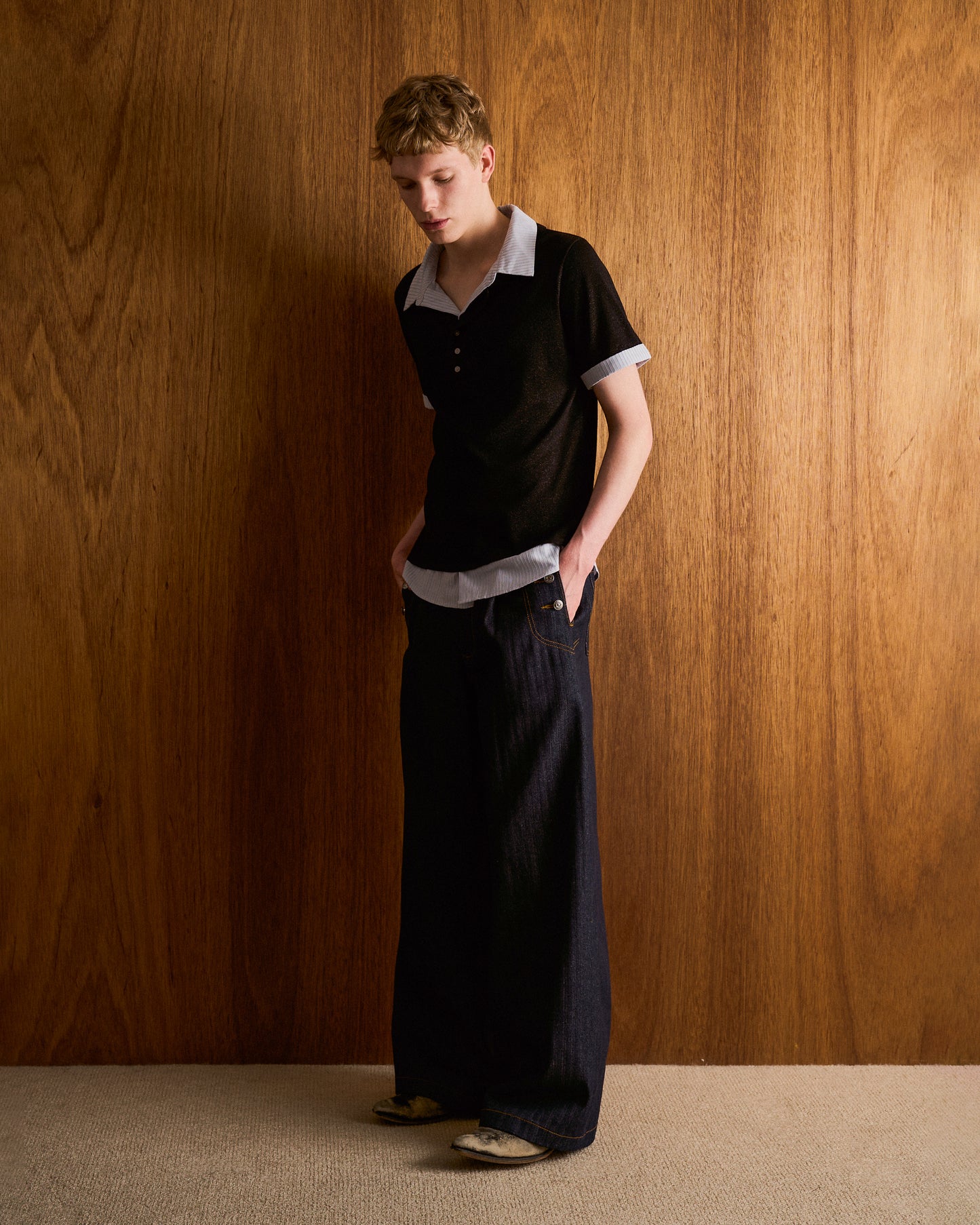 LACEUP SAILOR HERRINGBONE DENIM