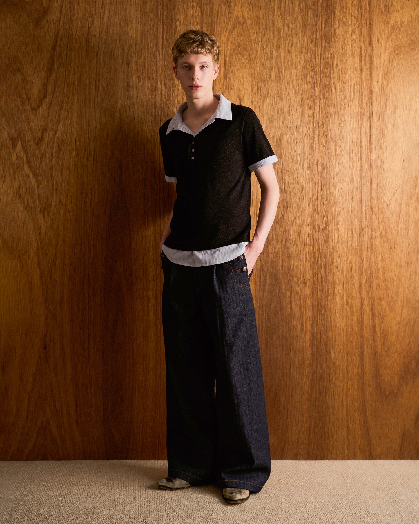 LACEUP SAILOR HERRINGBONE DENIM