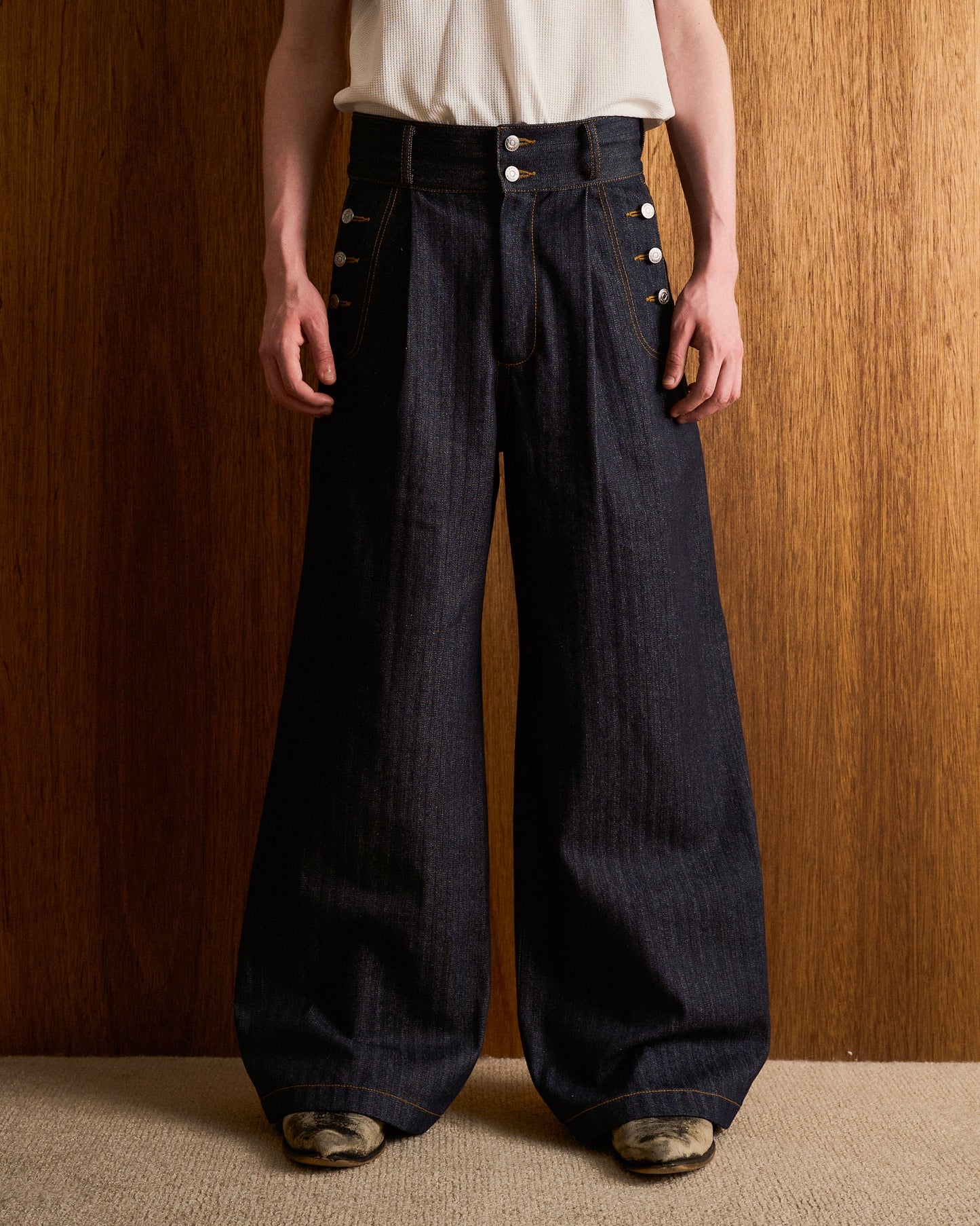 LACEUP SAILOR HERRINGBONE DENIM