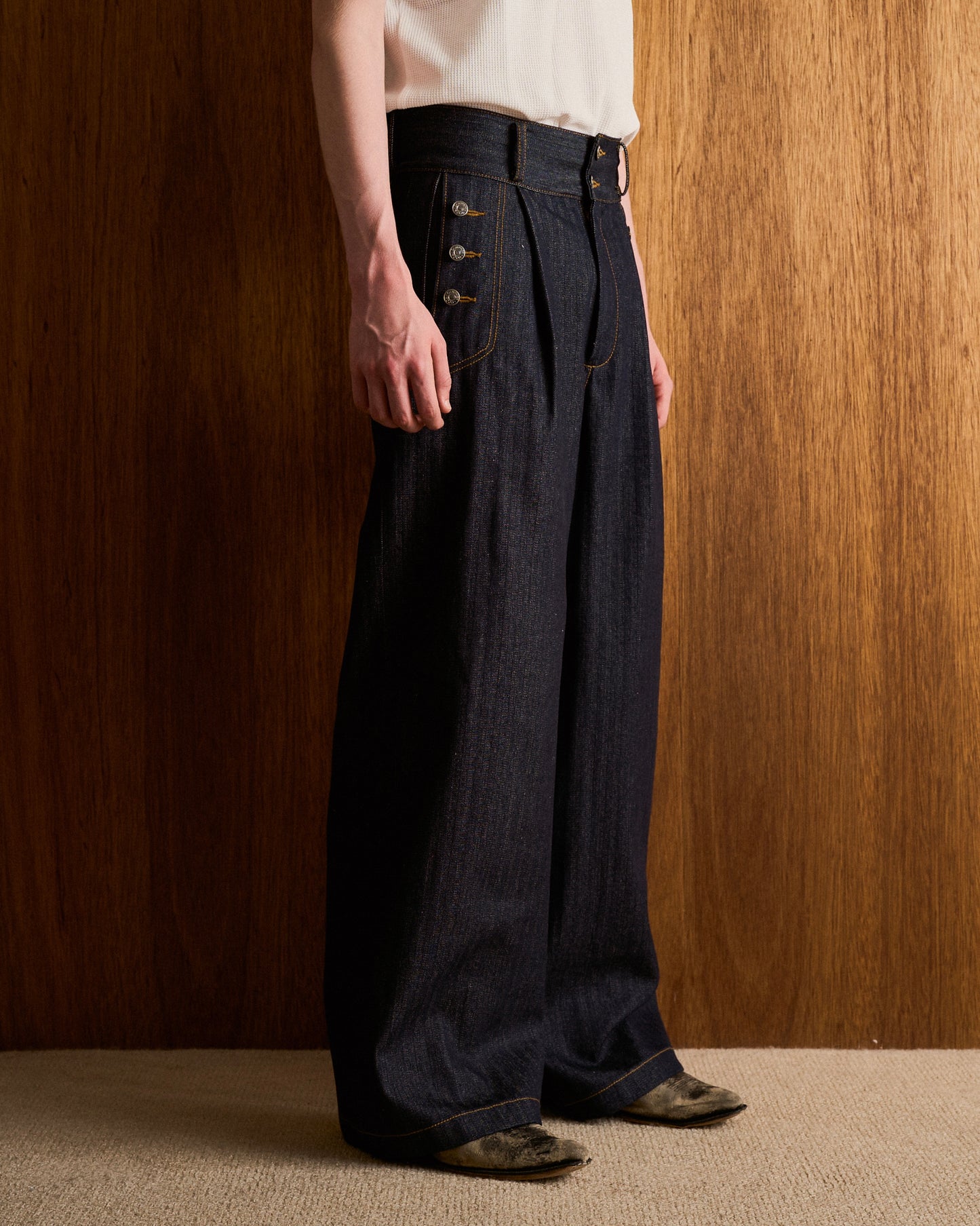LACEUP SAILOR HERRINGBONE DENIM