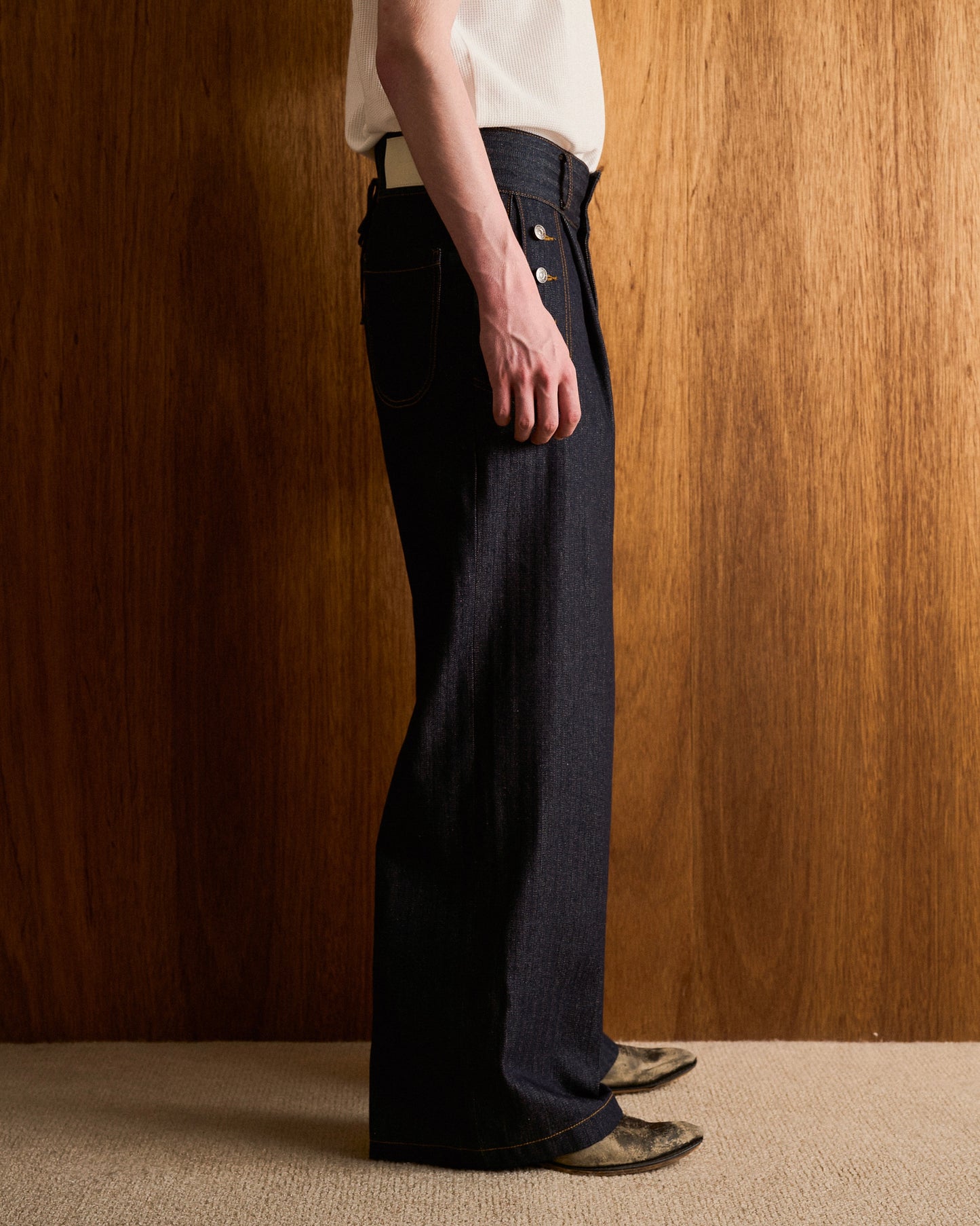 LACEUP SAILOR HERRINGBONE DENIM