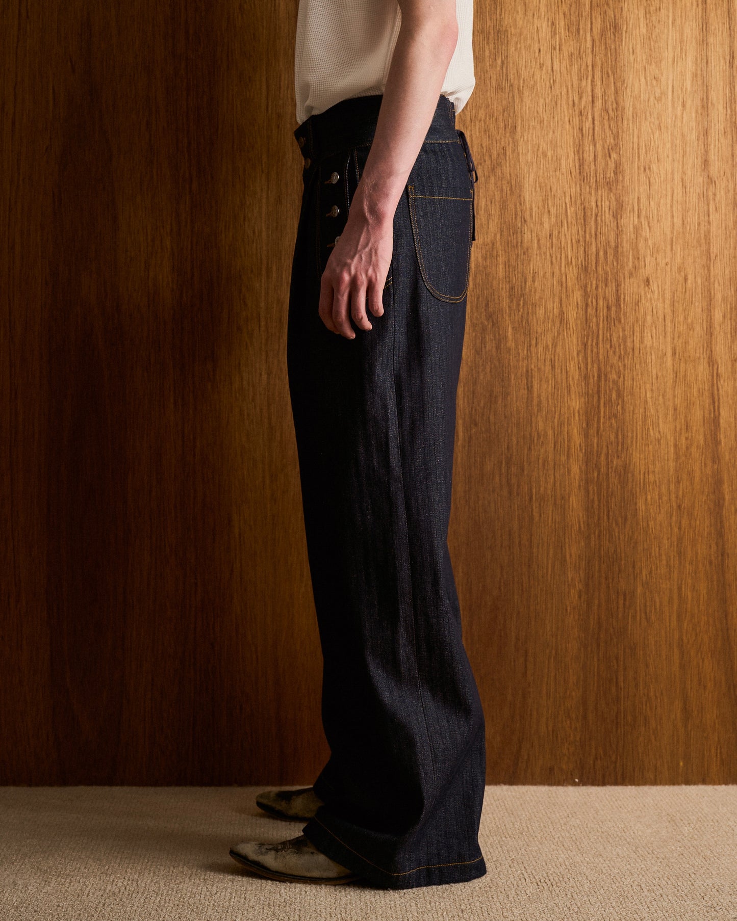 LACEUP SAILOR HERRINGBONE DENIM