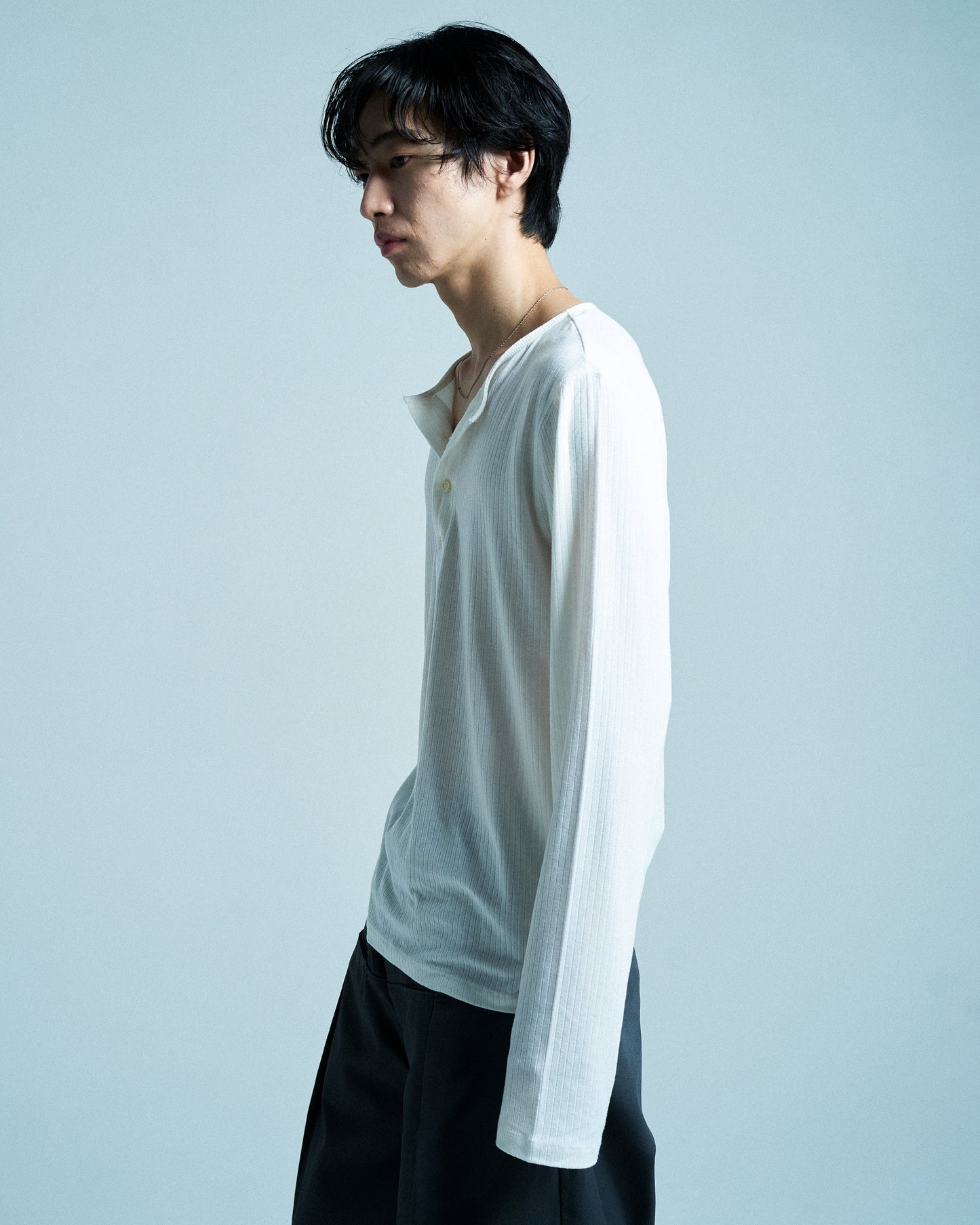RIB HENLEY NECK L/S TEE