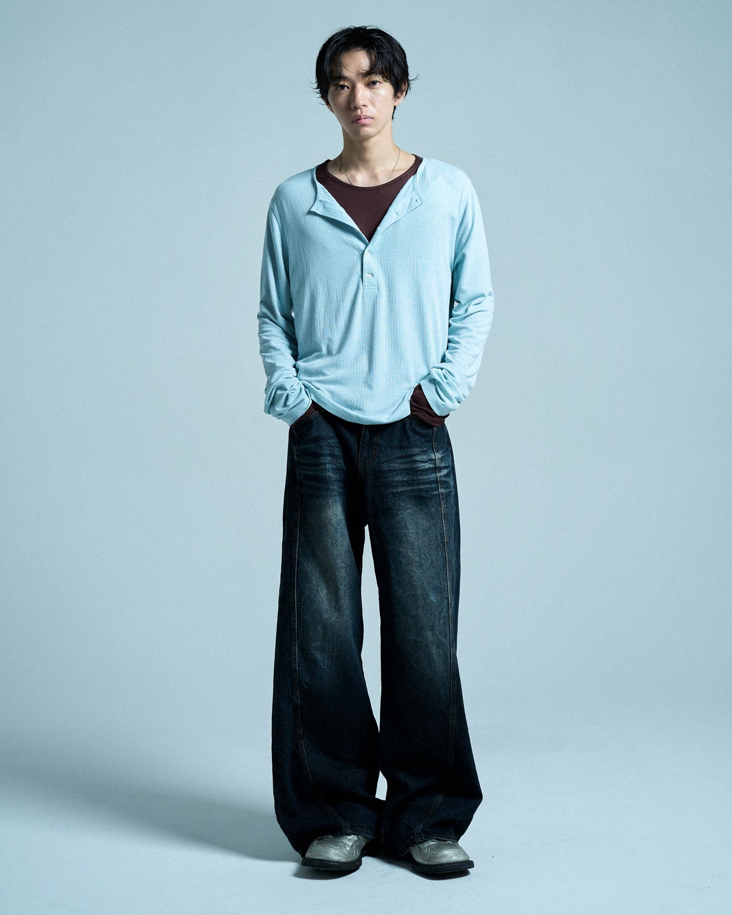 RIB HENLEY NECK L/S TEE
