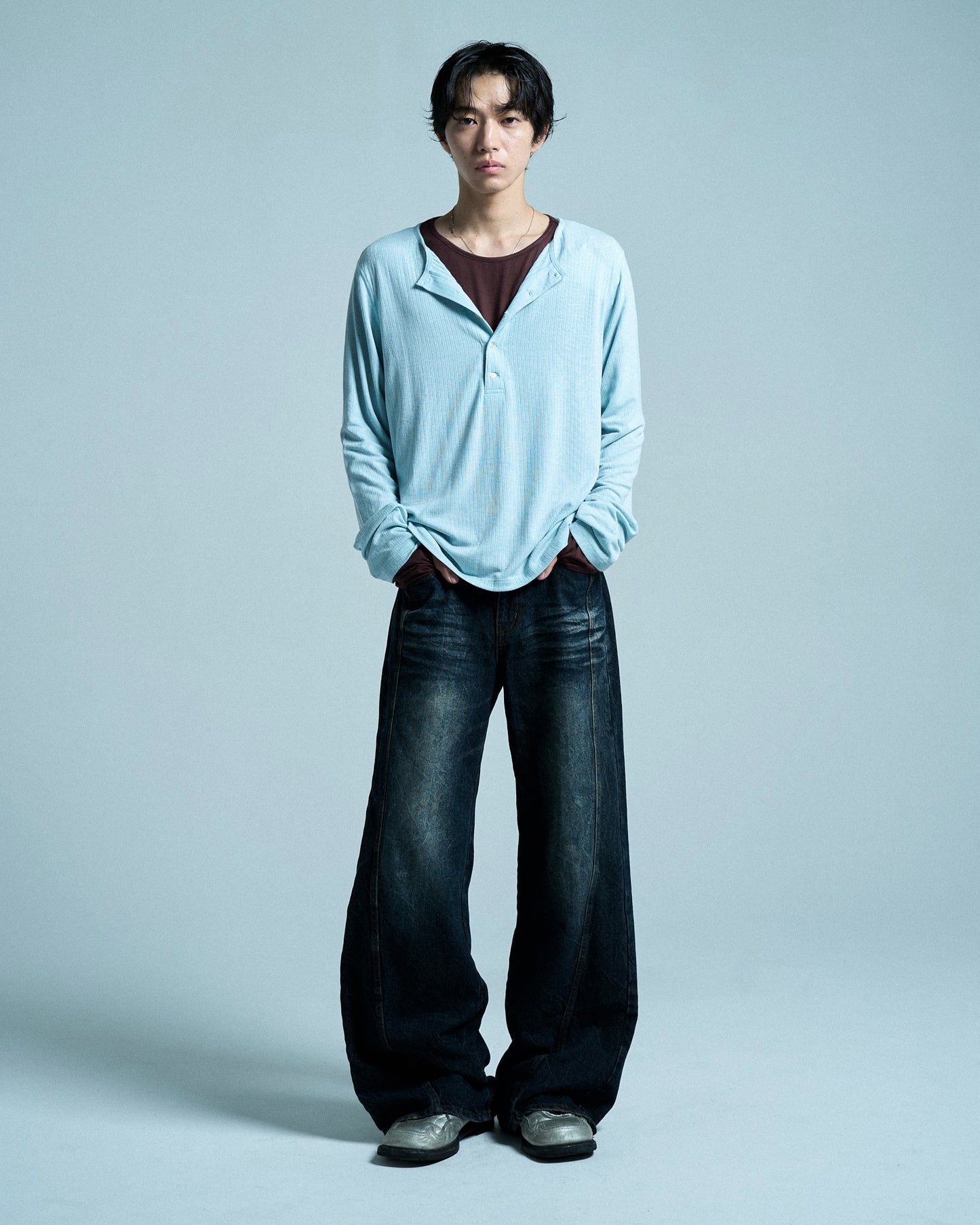 RIB HENLEY NECK L/S TEE