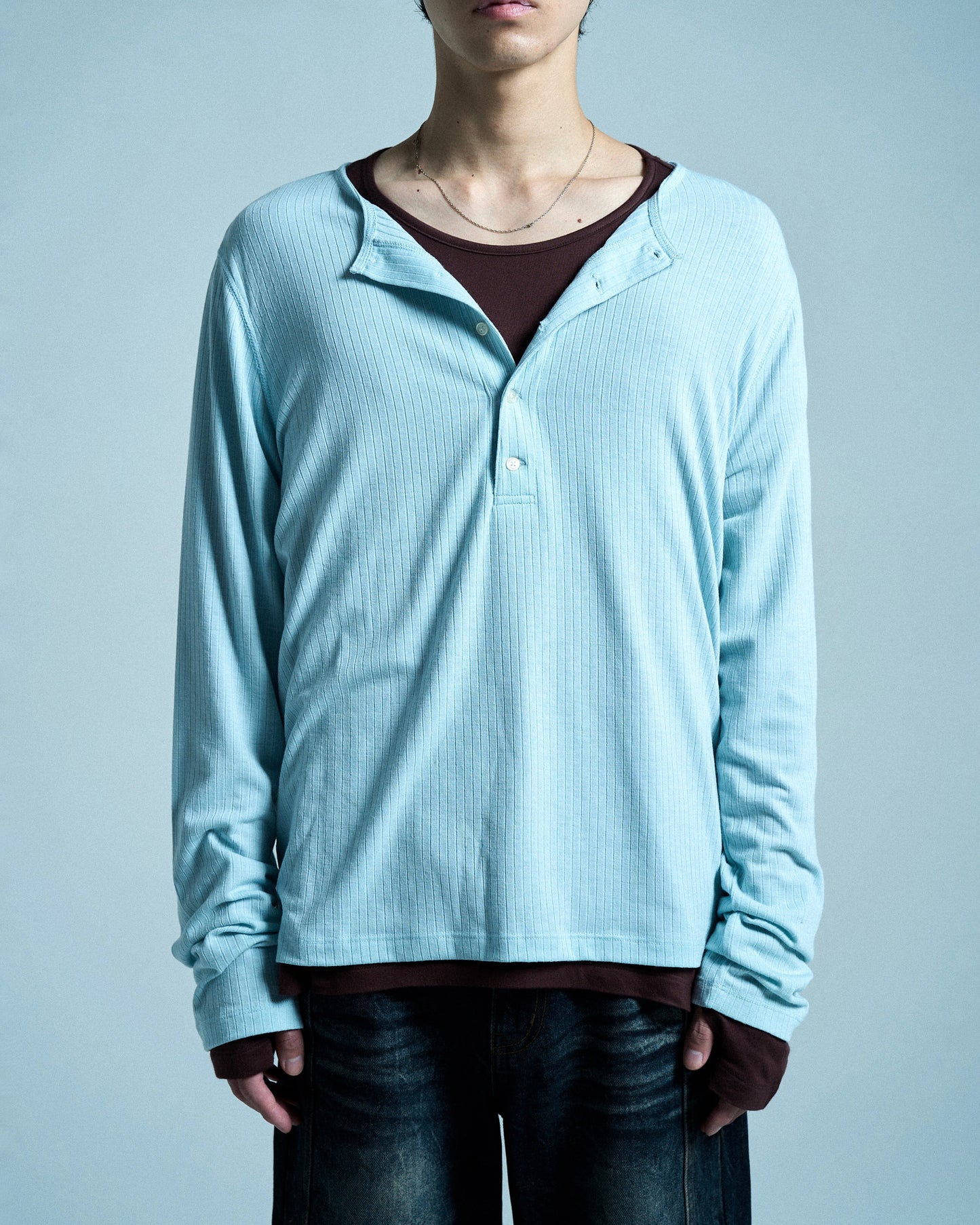 RIB HENLEY NECK L/S TEE