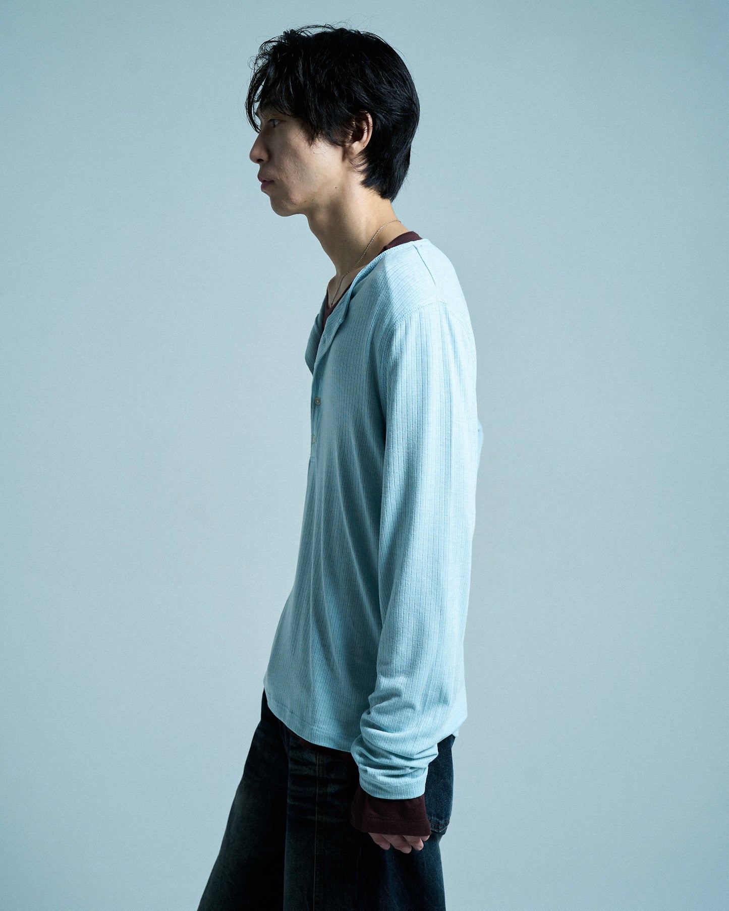 RIB HENLEY NECK L/S TEE