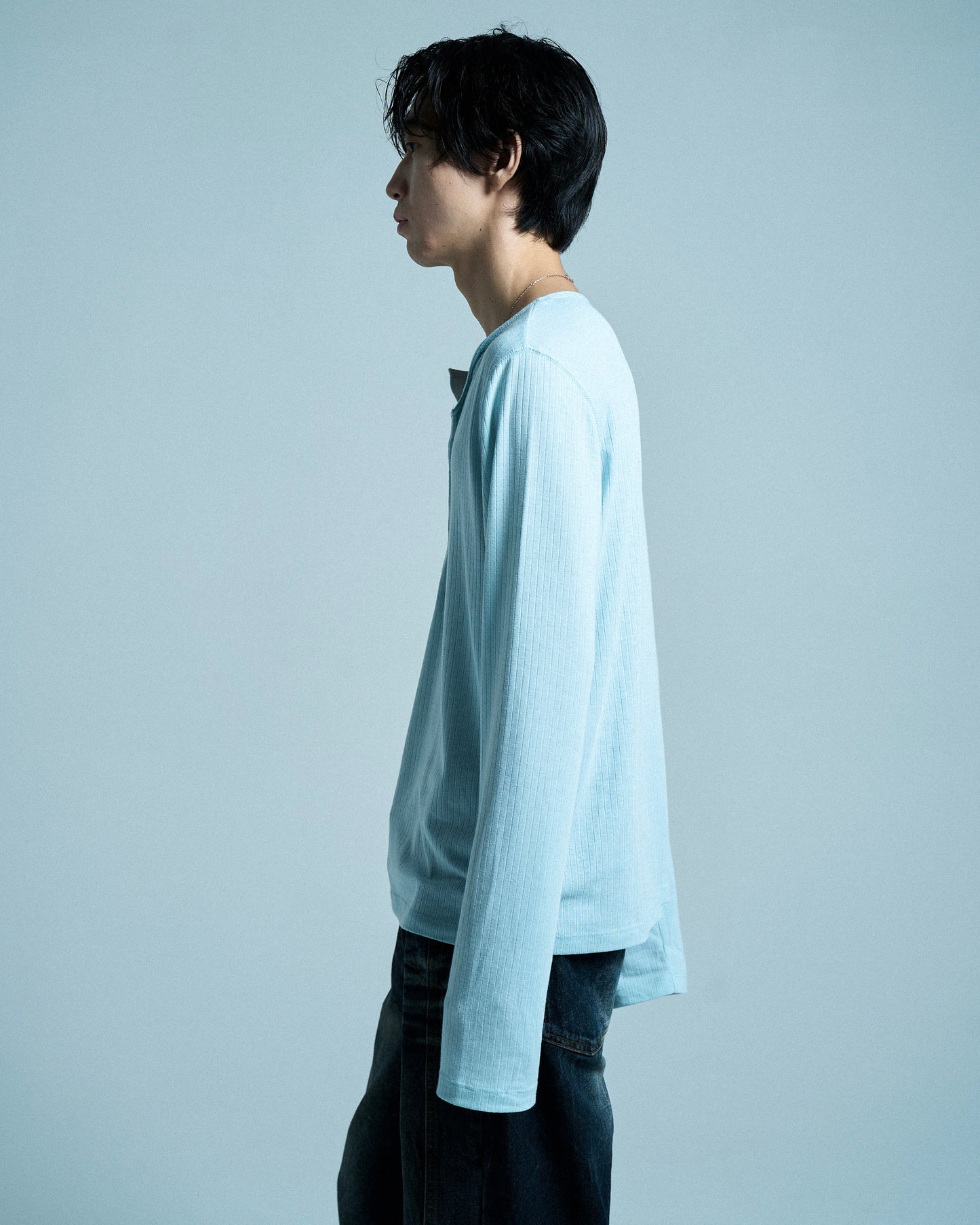 RIB HENLEY NECK L/S TEE