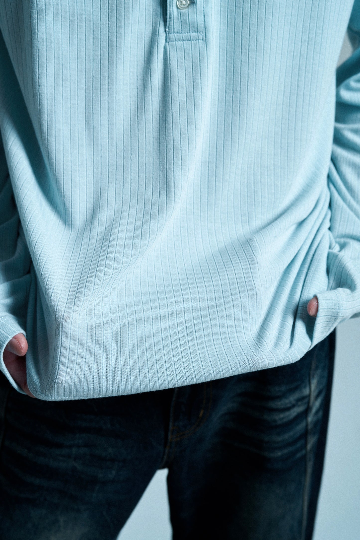 RIB HENLEY NECK L/S TEE