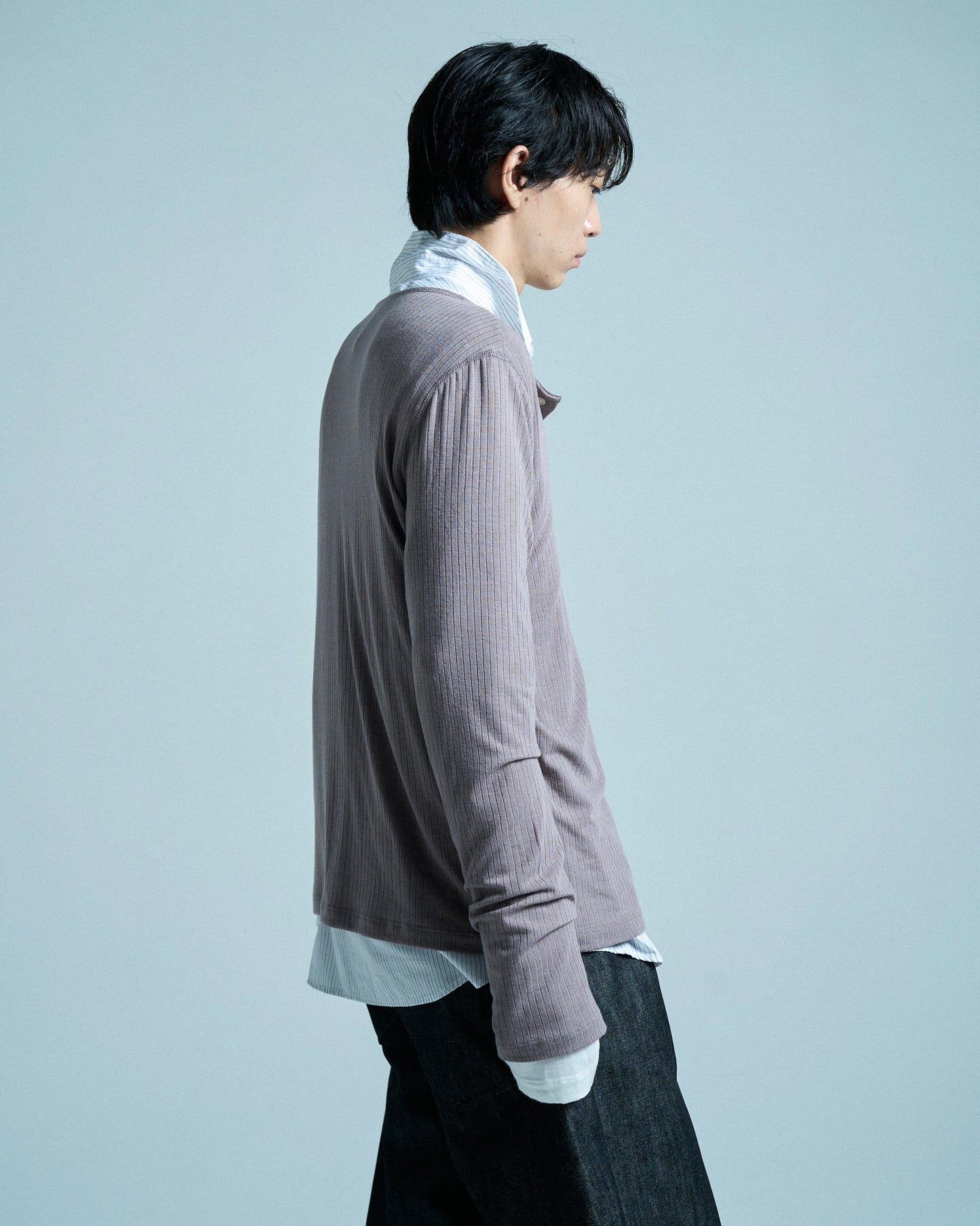 RIB HENLEY NECK L/S TEE