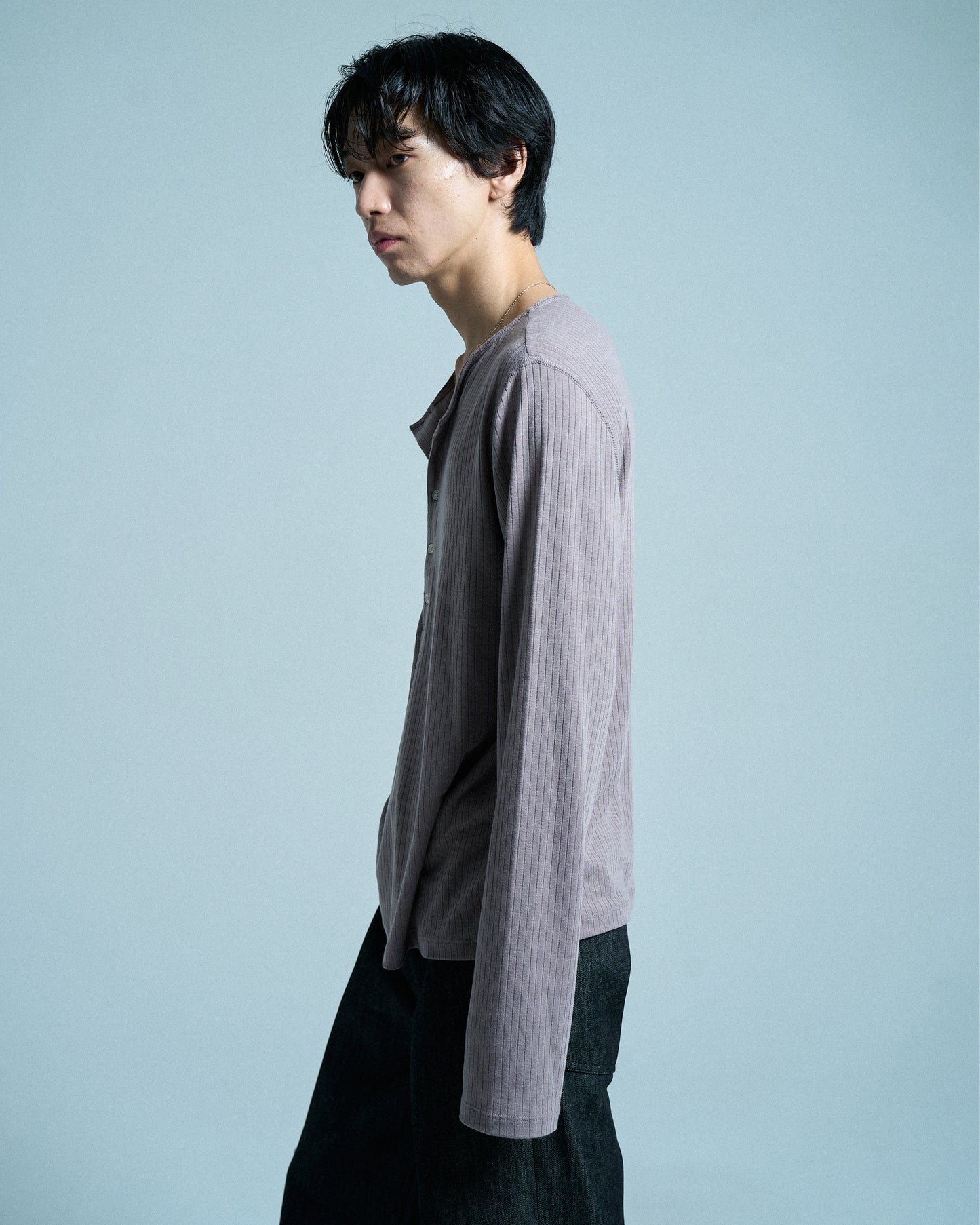 RIB HENLEY NECK L/S TEE