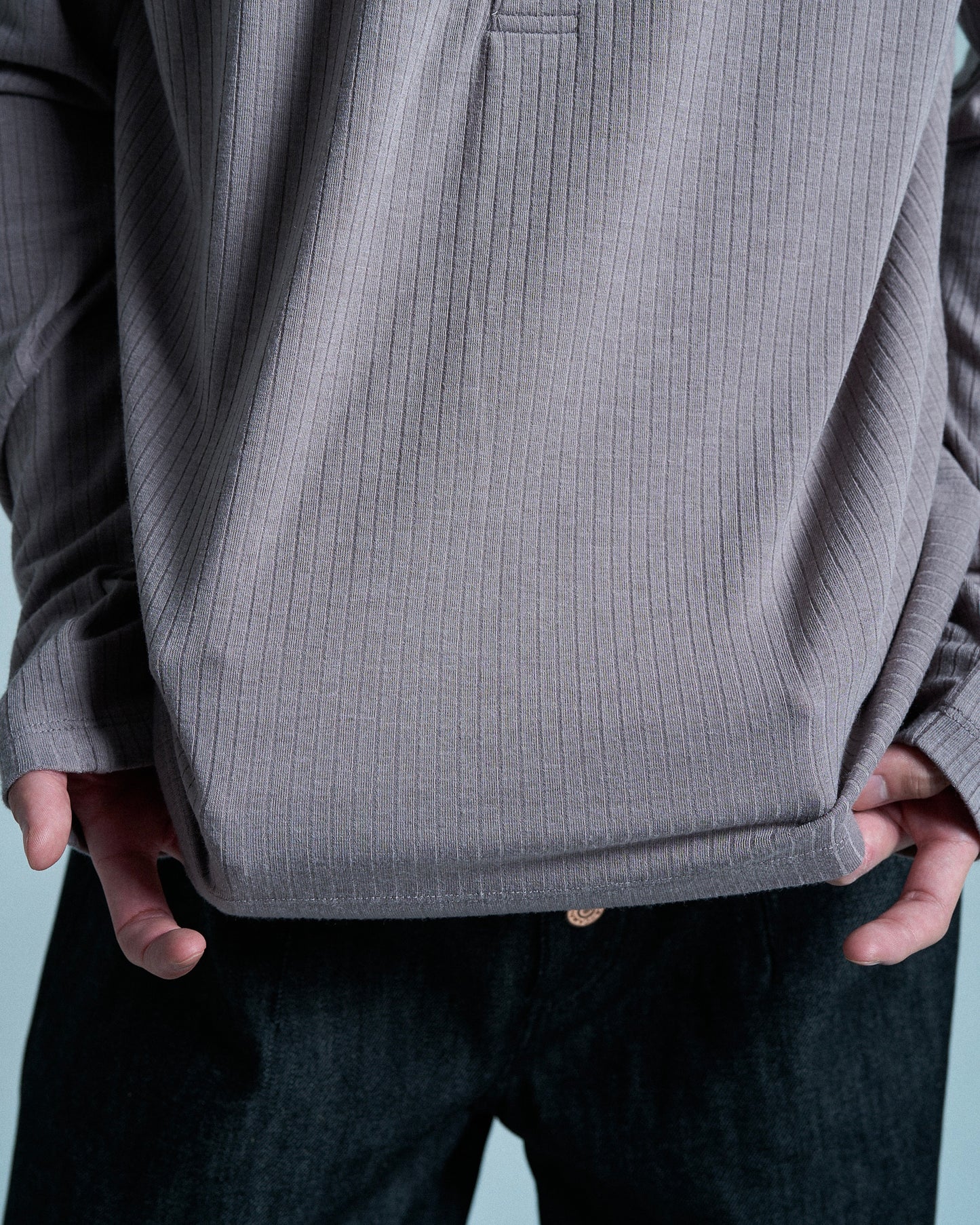 RIB HENLEY NECK L/S TEE