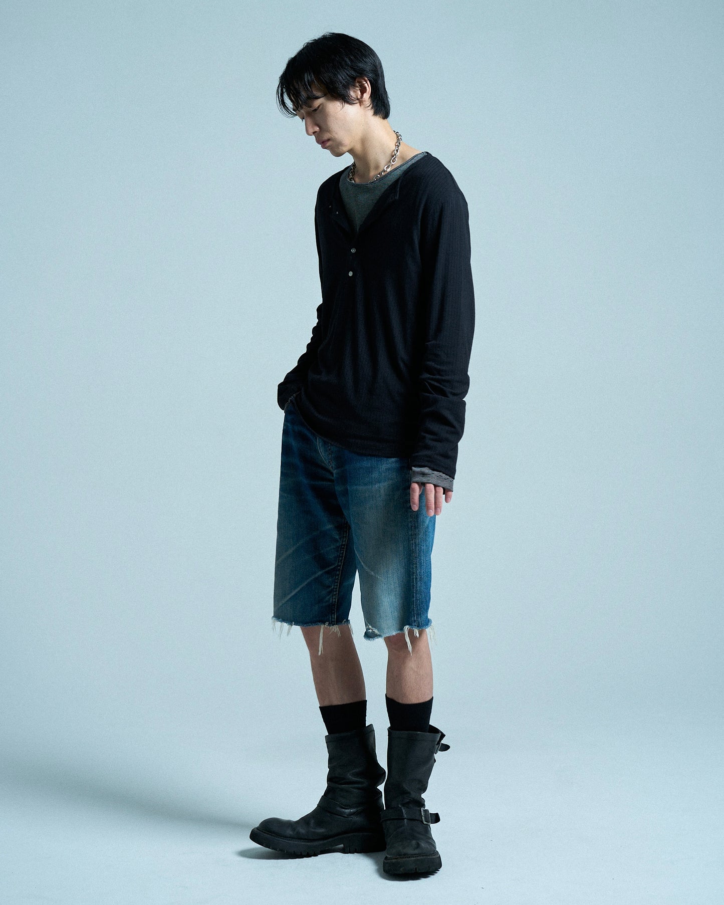 RIB HENLEY NECK L/S TEE