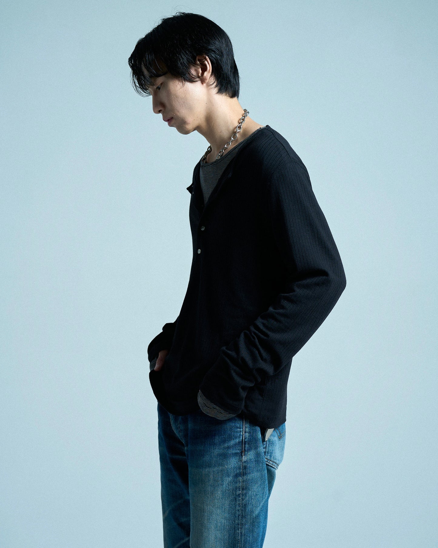 RIB HENLEY NECK L/S TEE