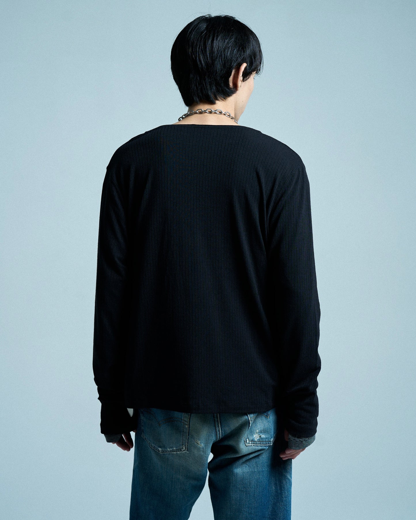 RIB HENLEY NECK L/S TEE