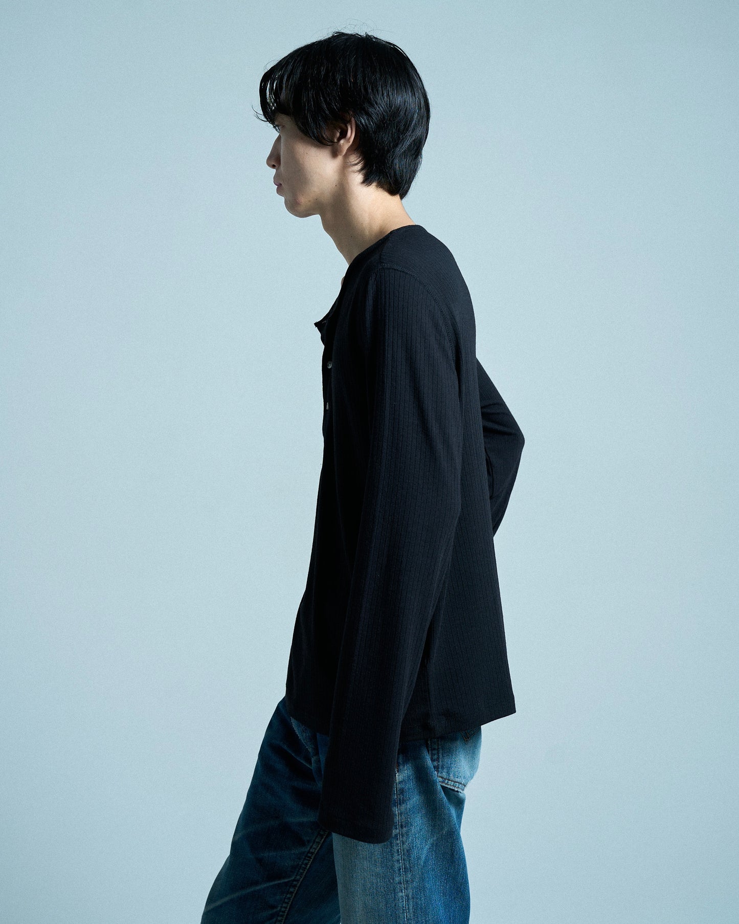 RIB HENLEY NECK L/S TEE