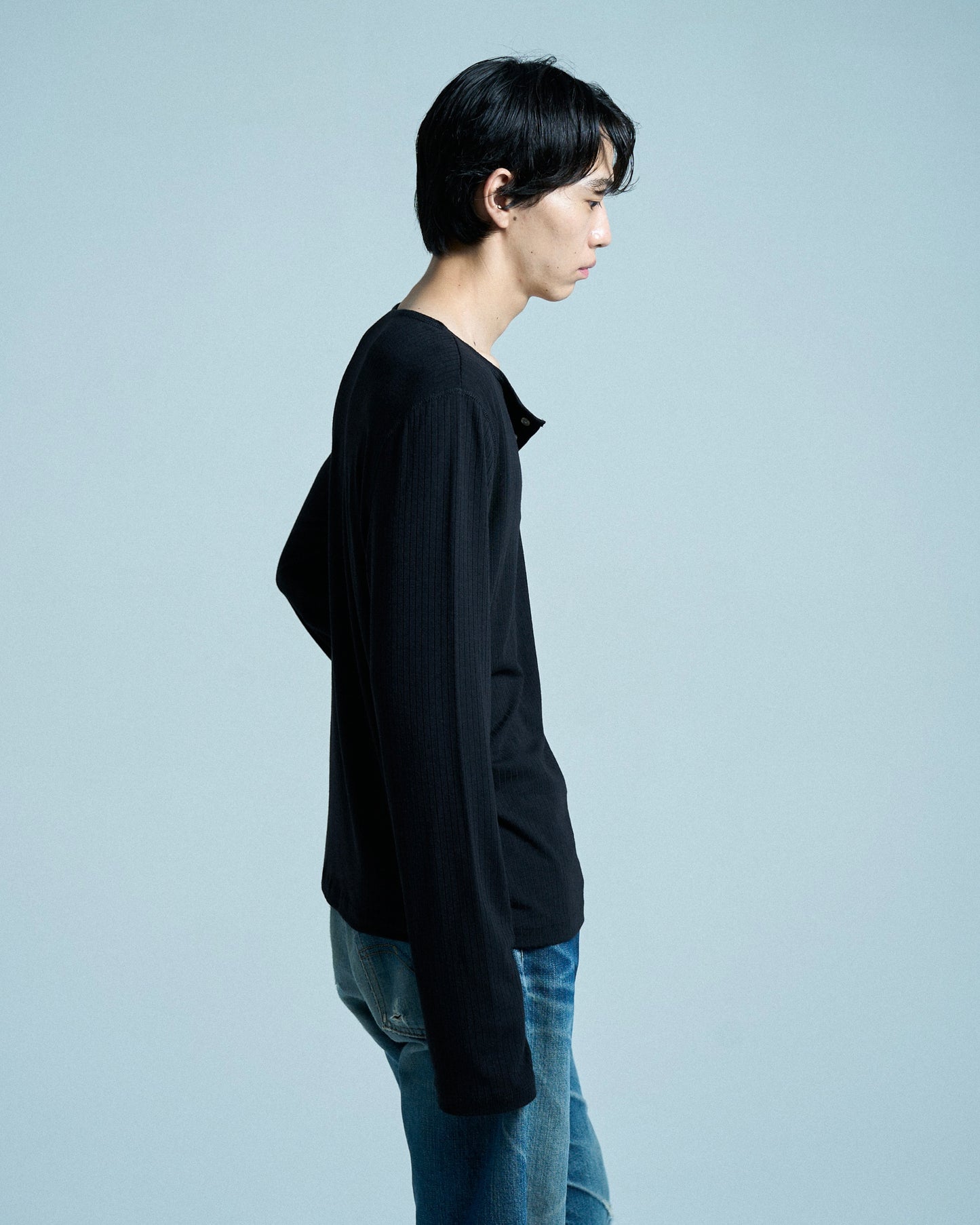 RIB HENLEY NECK L/S TEE