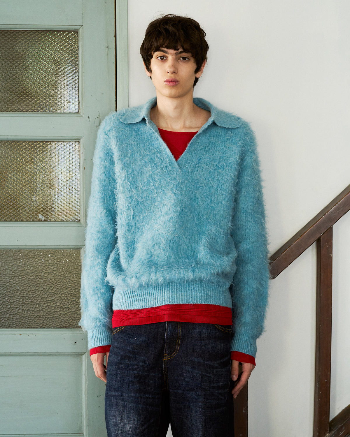 MOHAIR TOUCH SUPER SHAGGY SKIPPER KNIT SHIRT