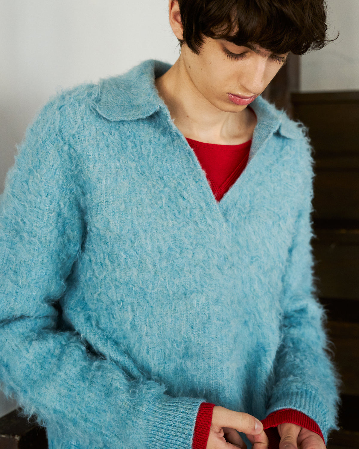 MOHAIR TOUCH SUPER SHAGGY SKIPPER KNIT SHIRT