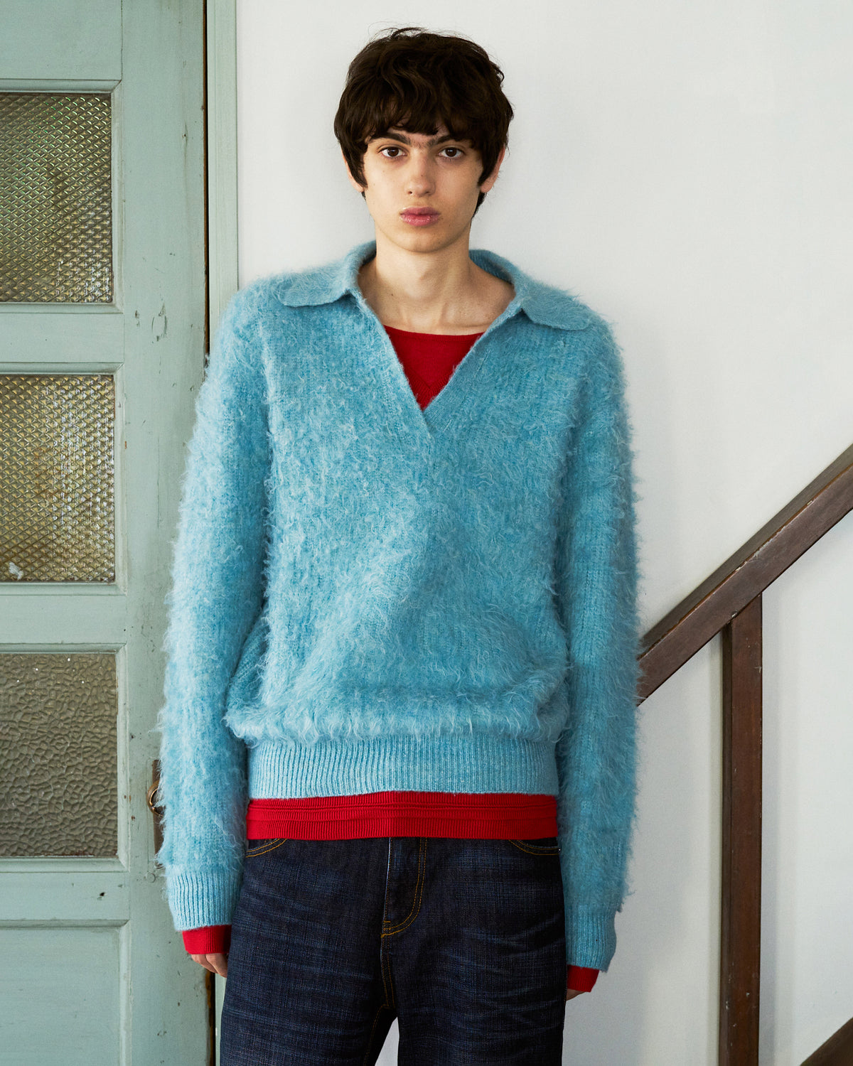 MOHAIR TOUCH SUPER SHAGGY SKIPPER KNIT SHIRT