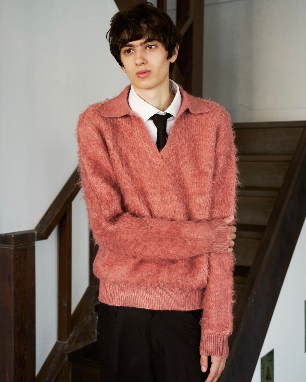 MOHAIR TOUCH SUPER SHAGGY SKIPPER KNIT SHIRT
