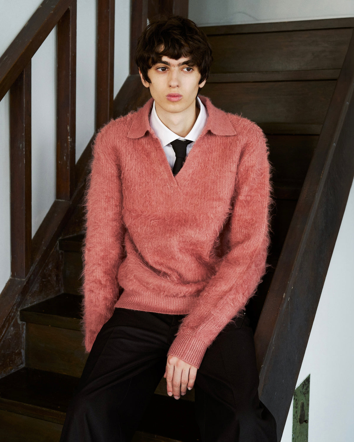 MOHAIR TOUCH SUPER SHAGGY SKIPPER KNIT SHIRT
