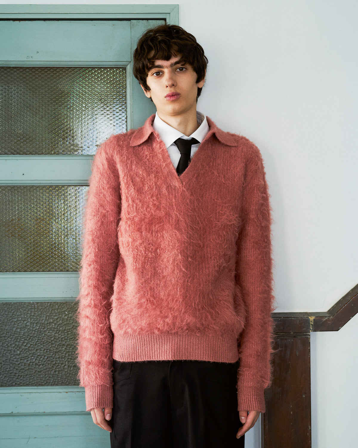 MOHAIR TOUCH SUPER SHAGGY SKIPPER KNIT SHIRT