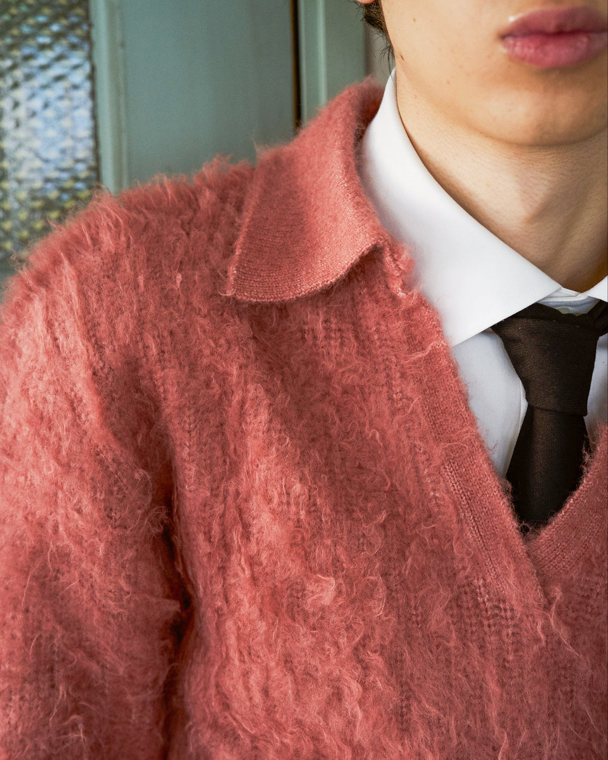 MOHAIR TOUCH SUPER SHAGGY SKIPPER KNIT SHIRT